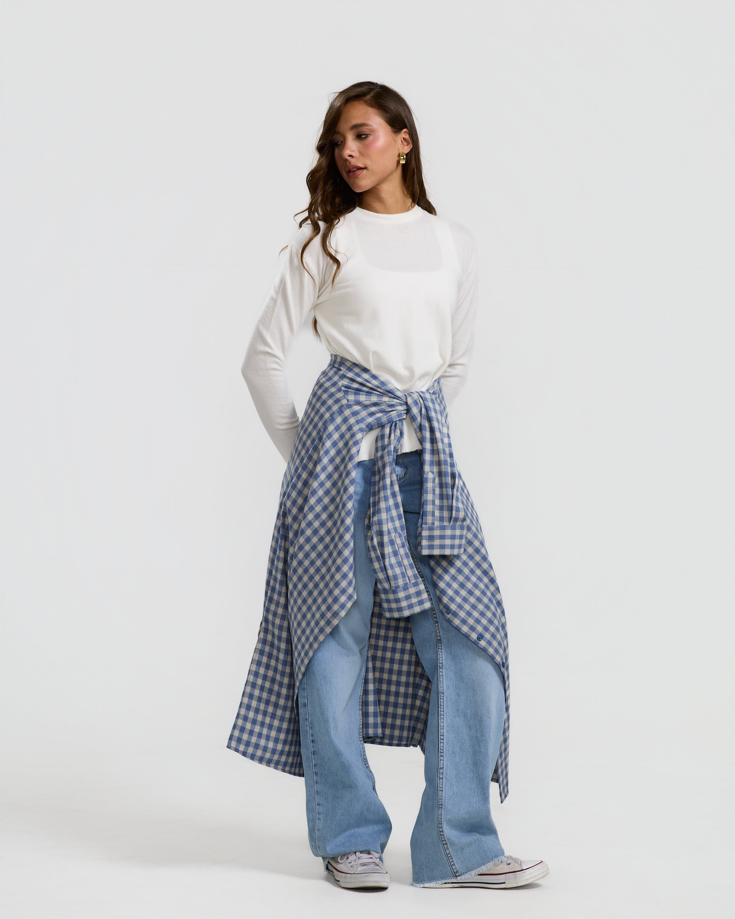 High Low Basic Sweater In White