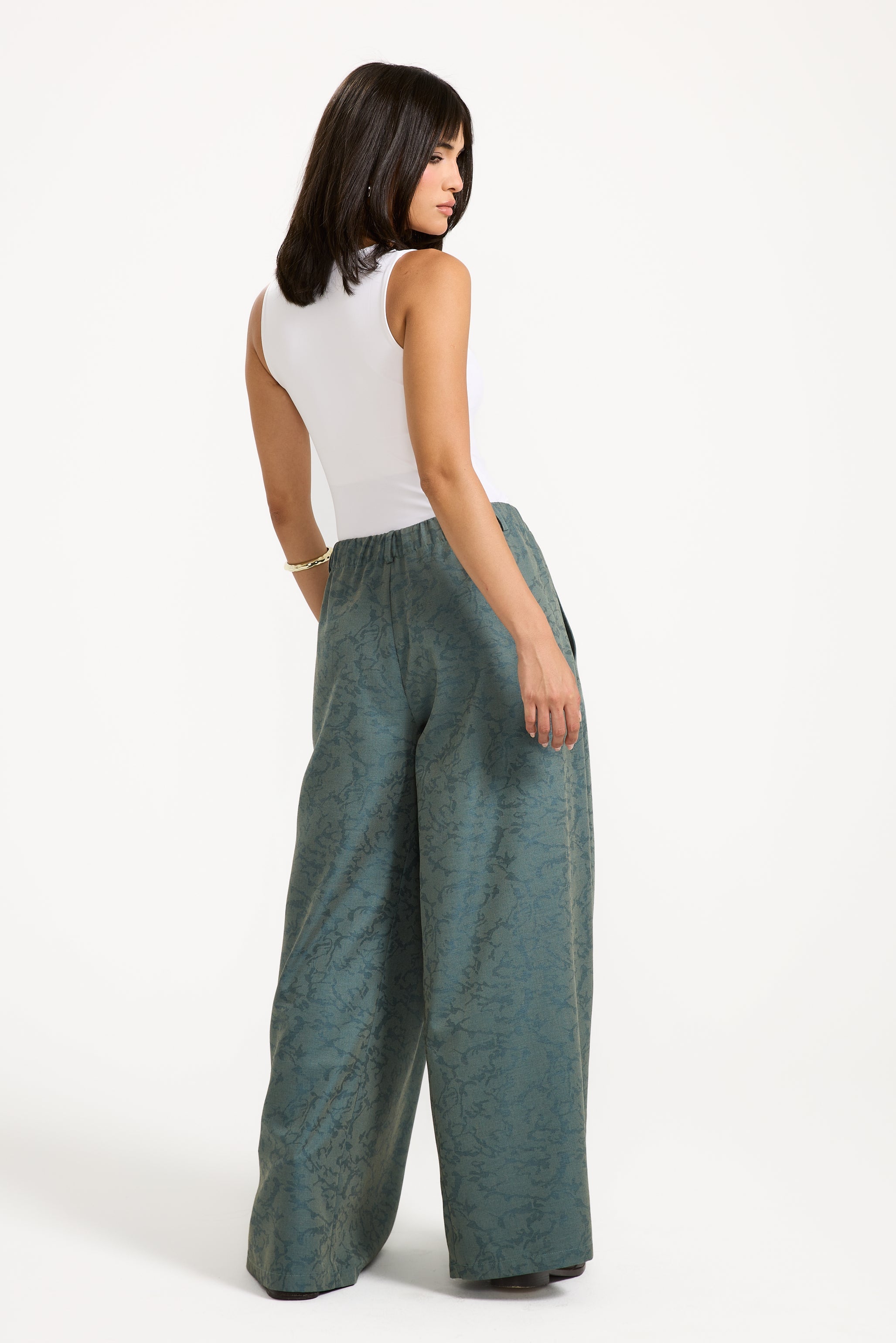 Front Pleats Extra Wide Leg Pants