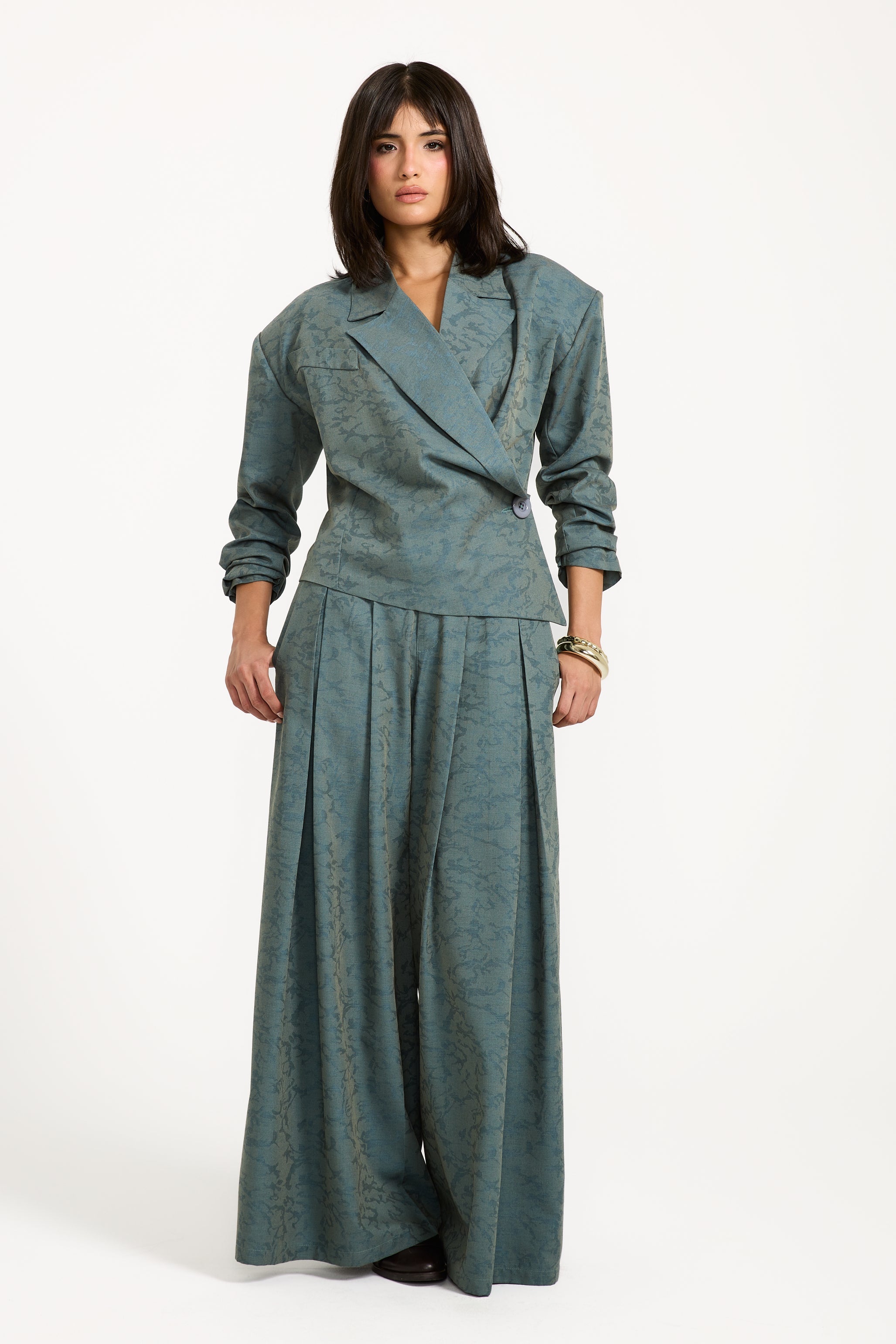 Front Pleats Extra Wide Leg Pants