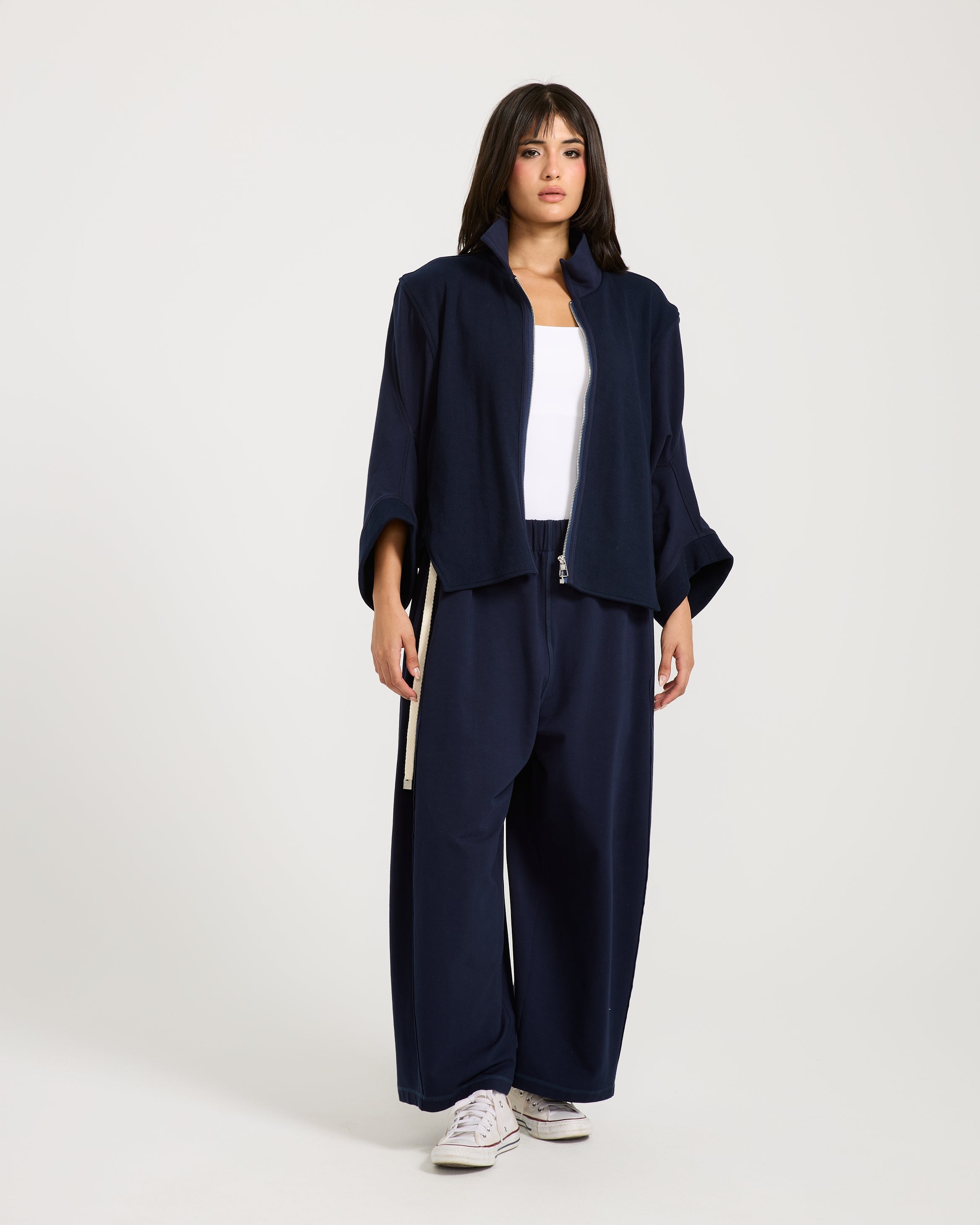 Patchwork Hoodie In Navy