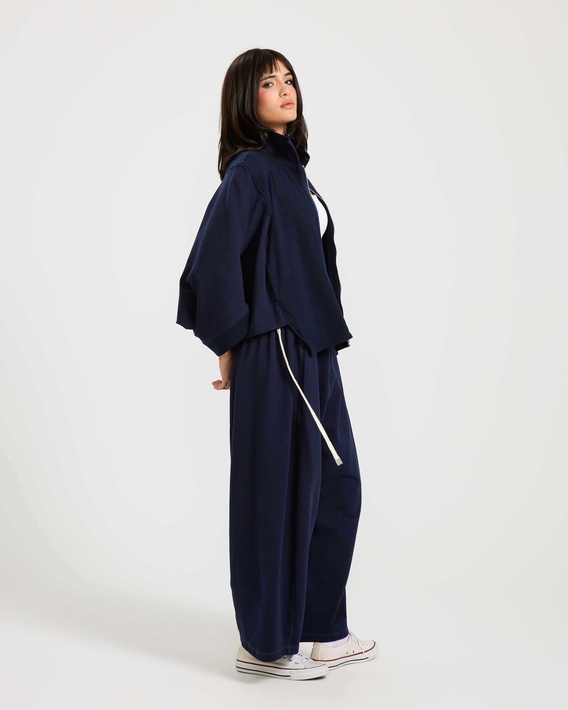 Patchwork Hoodie In Navy