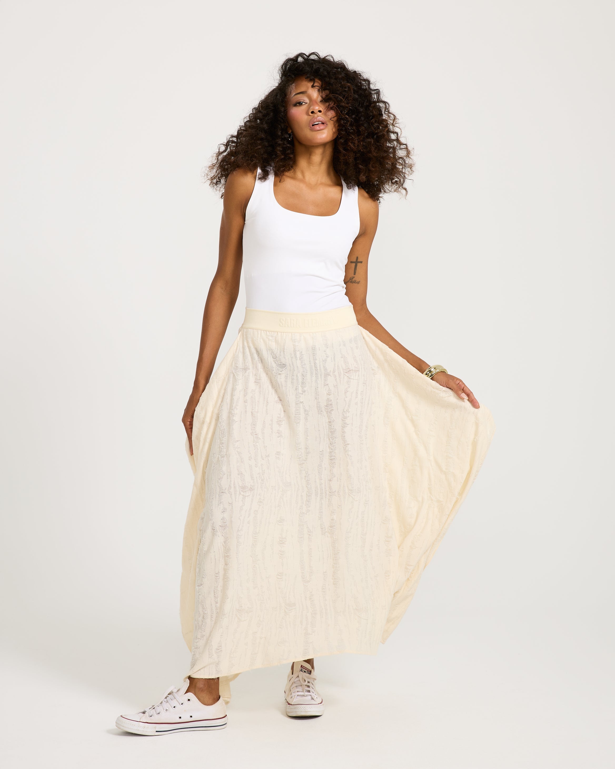 Ripped Asymmetrical Skirt