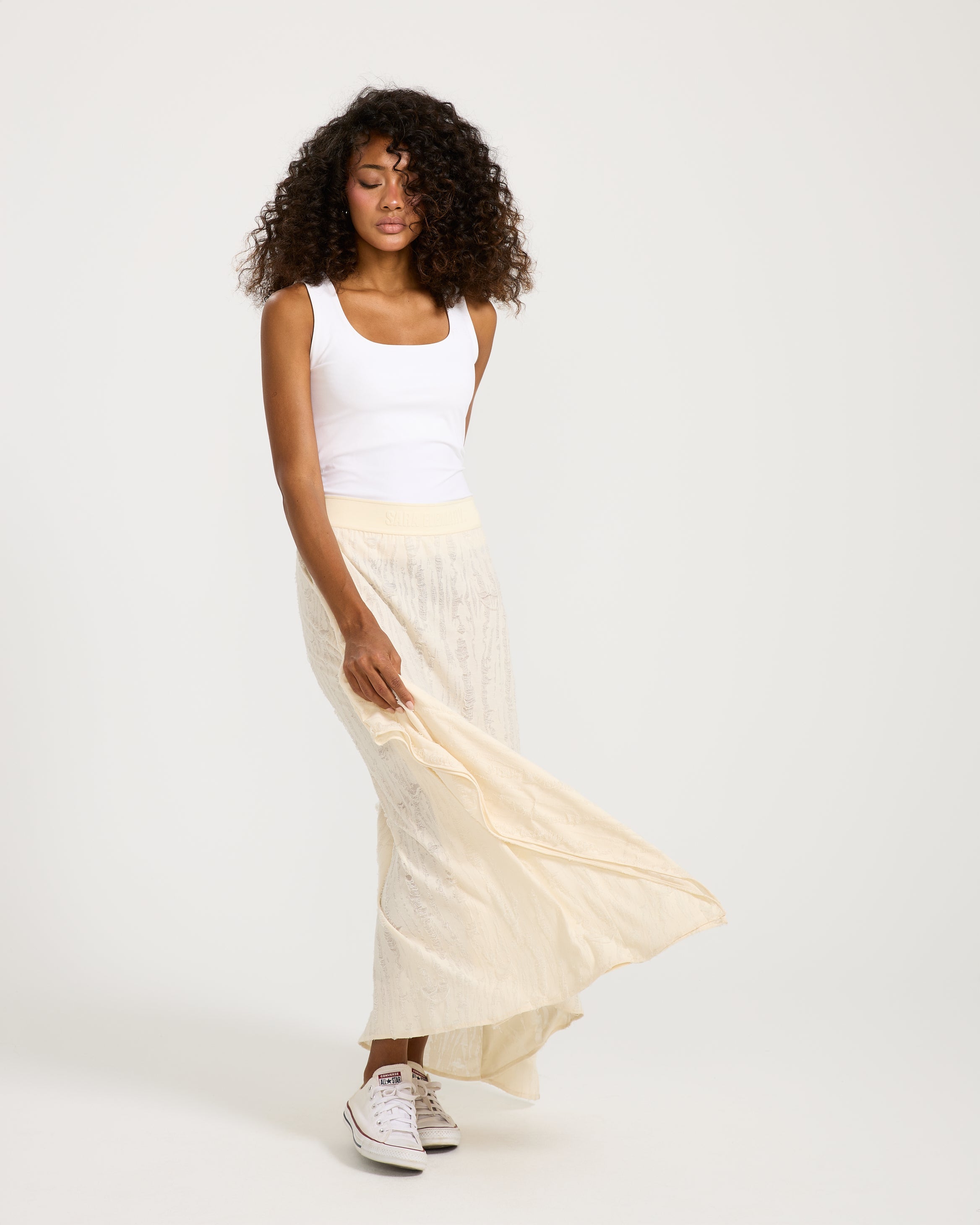 Ripped Asymmetrical Skirt