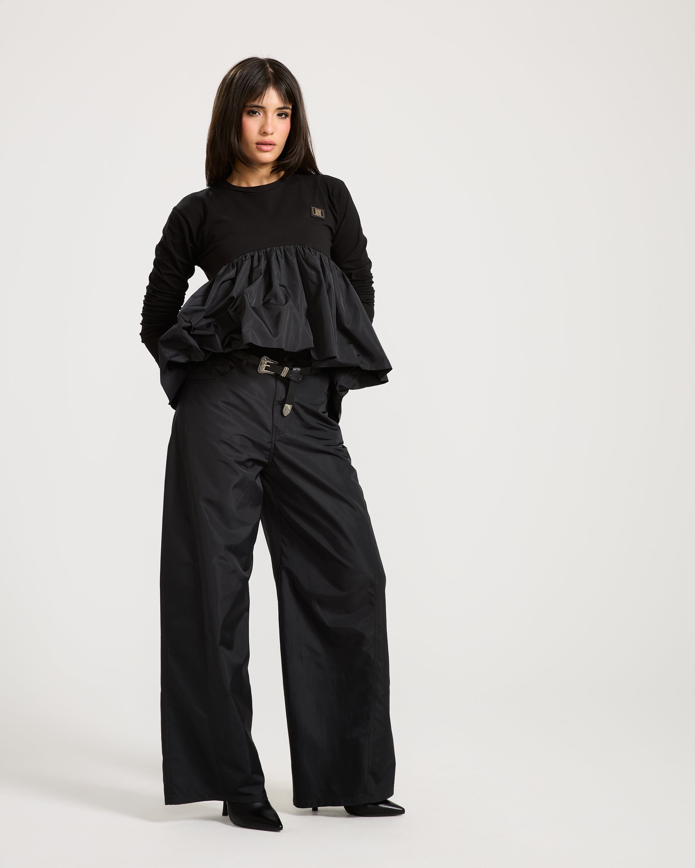 Waterproof Puplum T-Shirt In Black