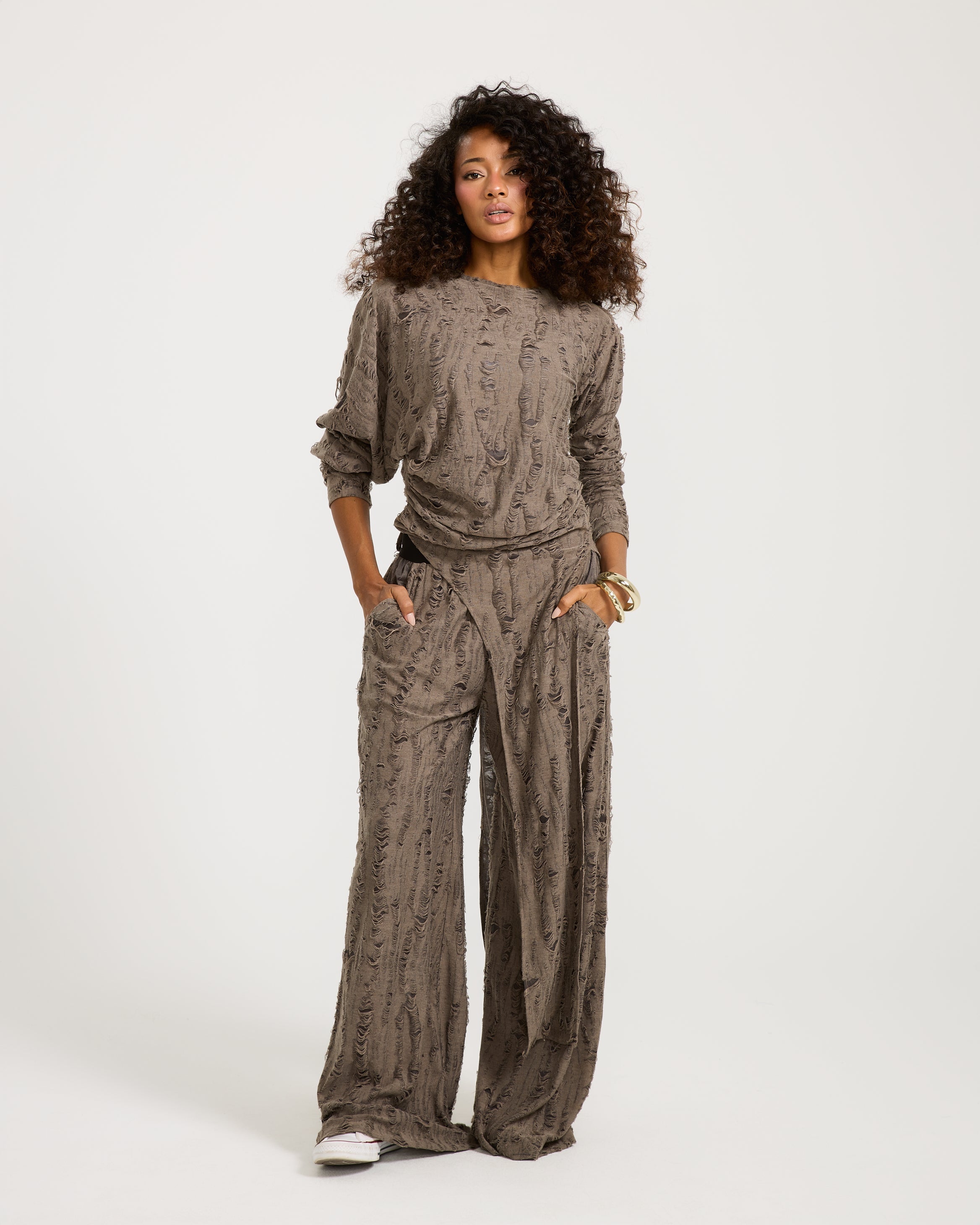 Ripped Wide Leg In Dark Grey