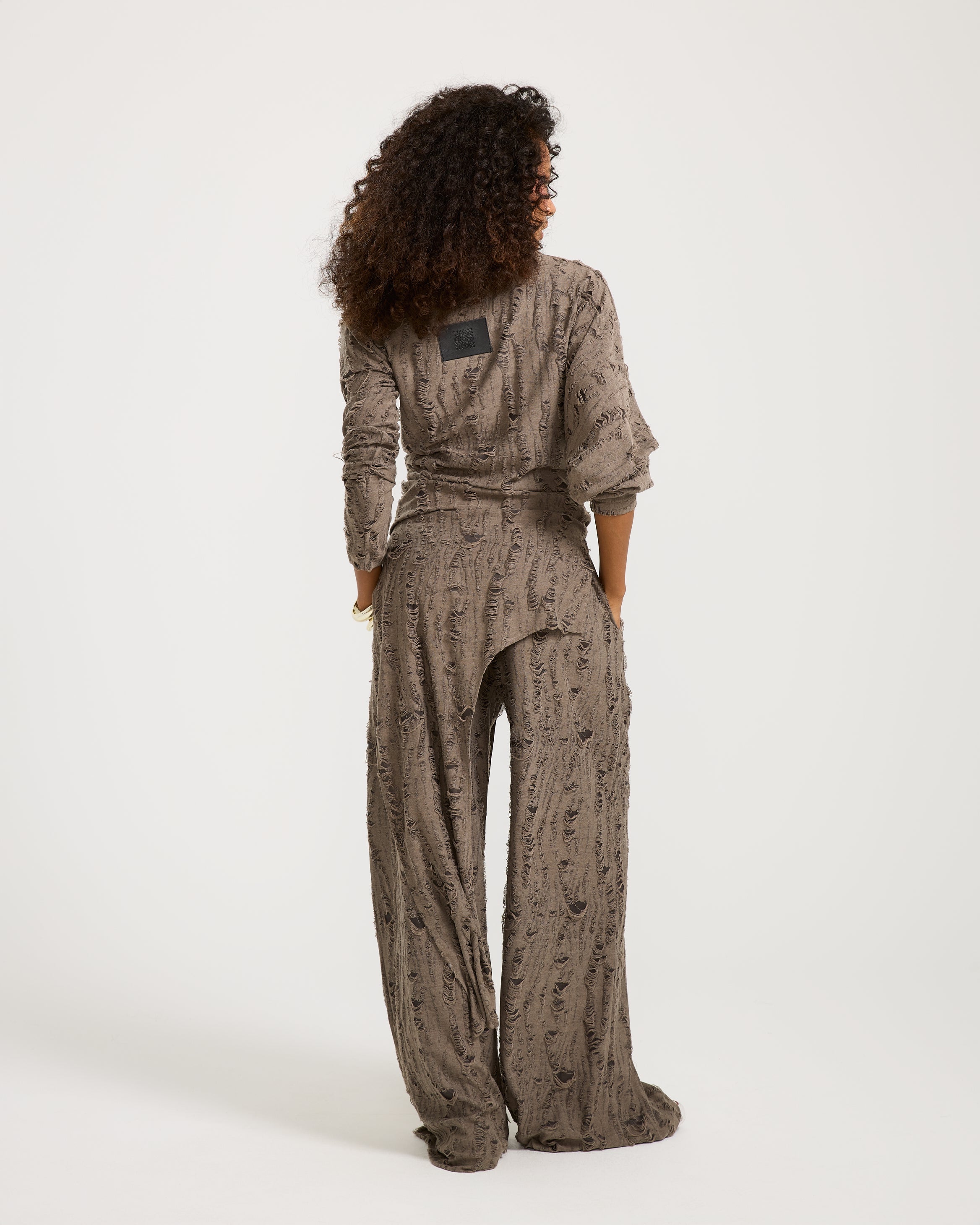 Ripped Asymmetrical Grey Top