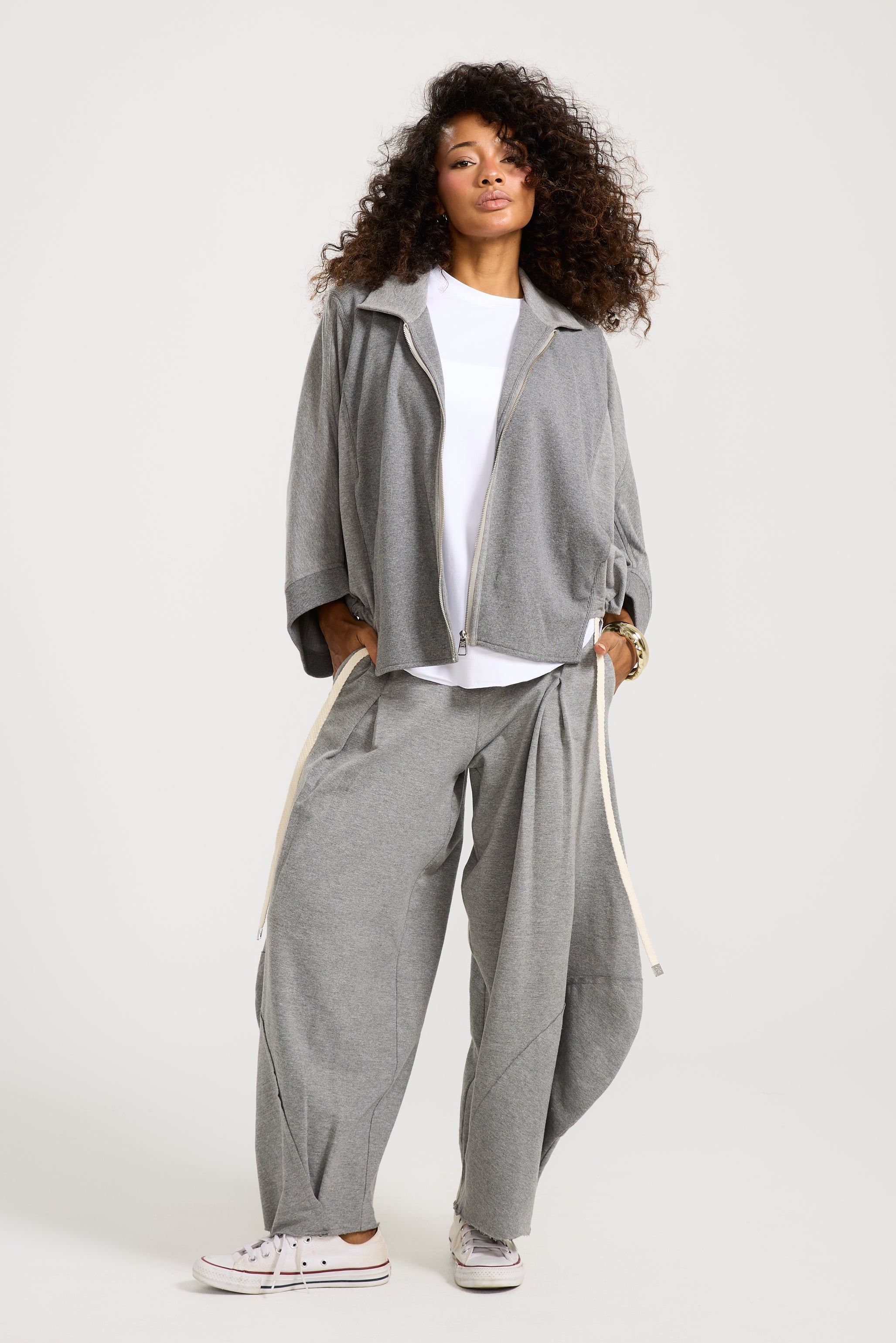 Patchwork Hoodie In Grey