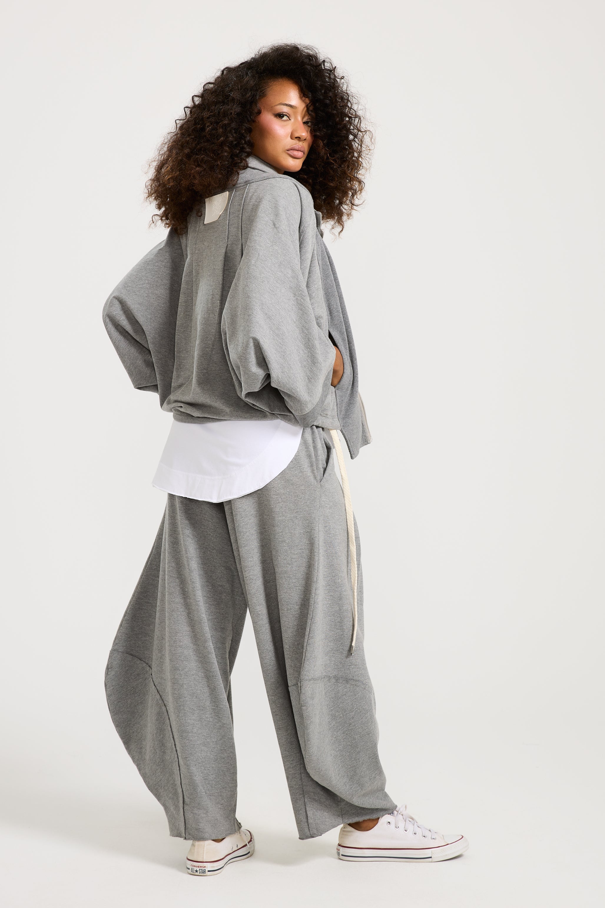 Patchwork Hoodie In Grey