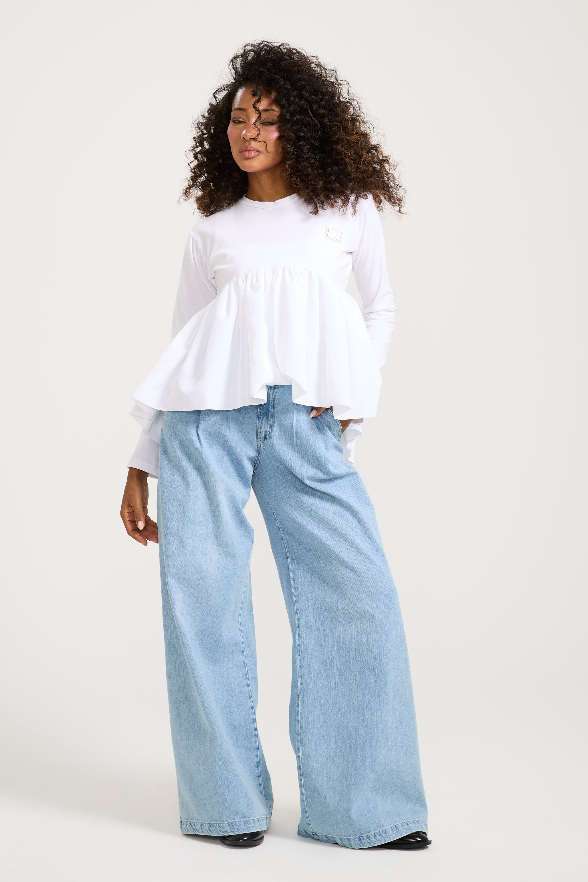 Waterproof Peplum T-Shirt In White