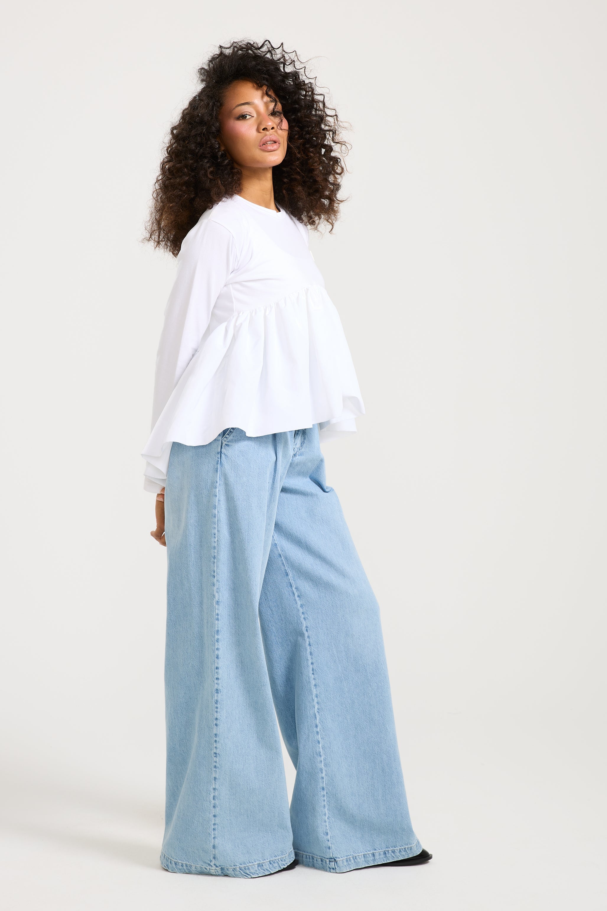 Waterproof Peplum T-Shirt In White