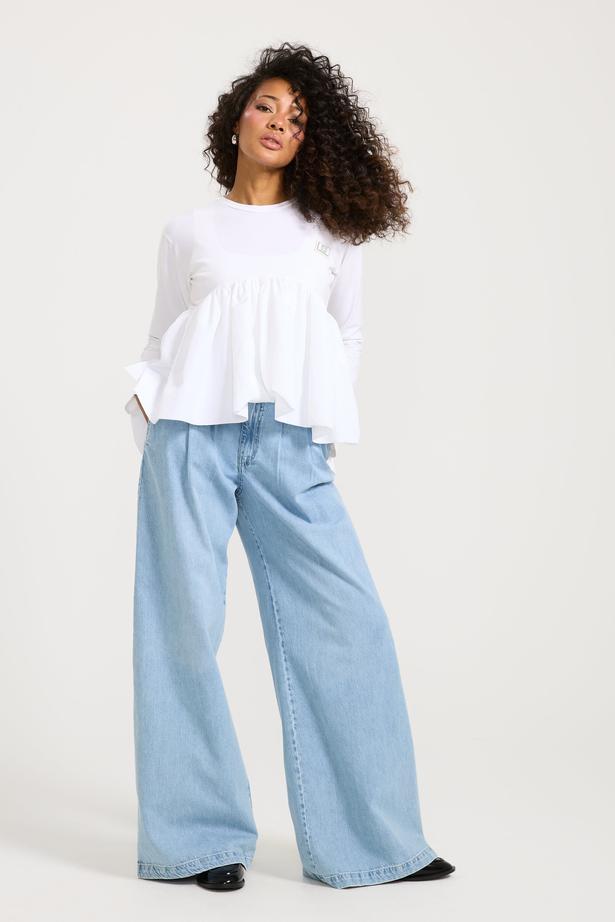 Waterproof Peplum T-Shirt In White