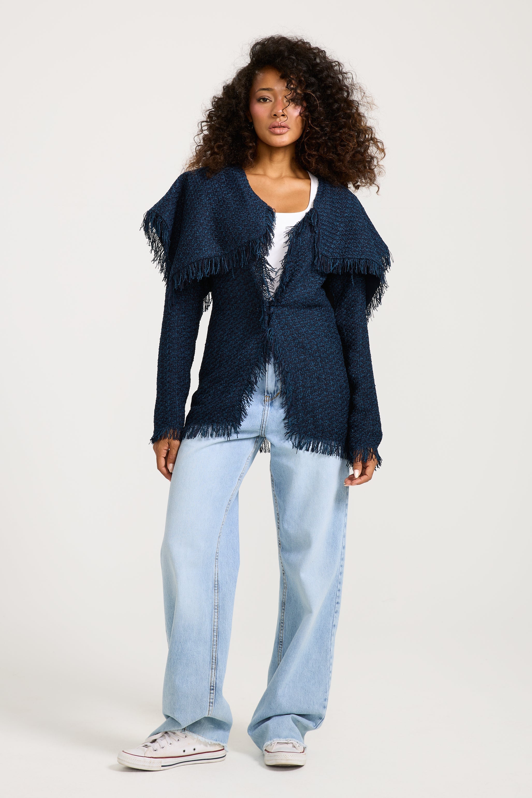 Big Collar Tweed Jacket