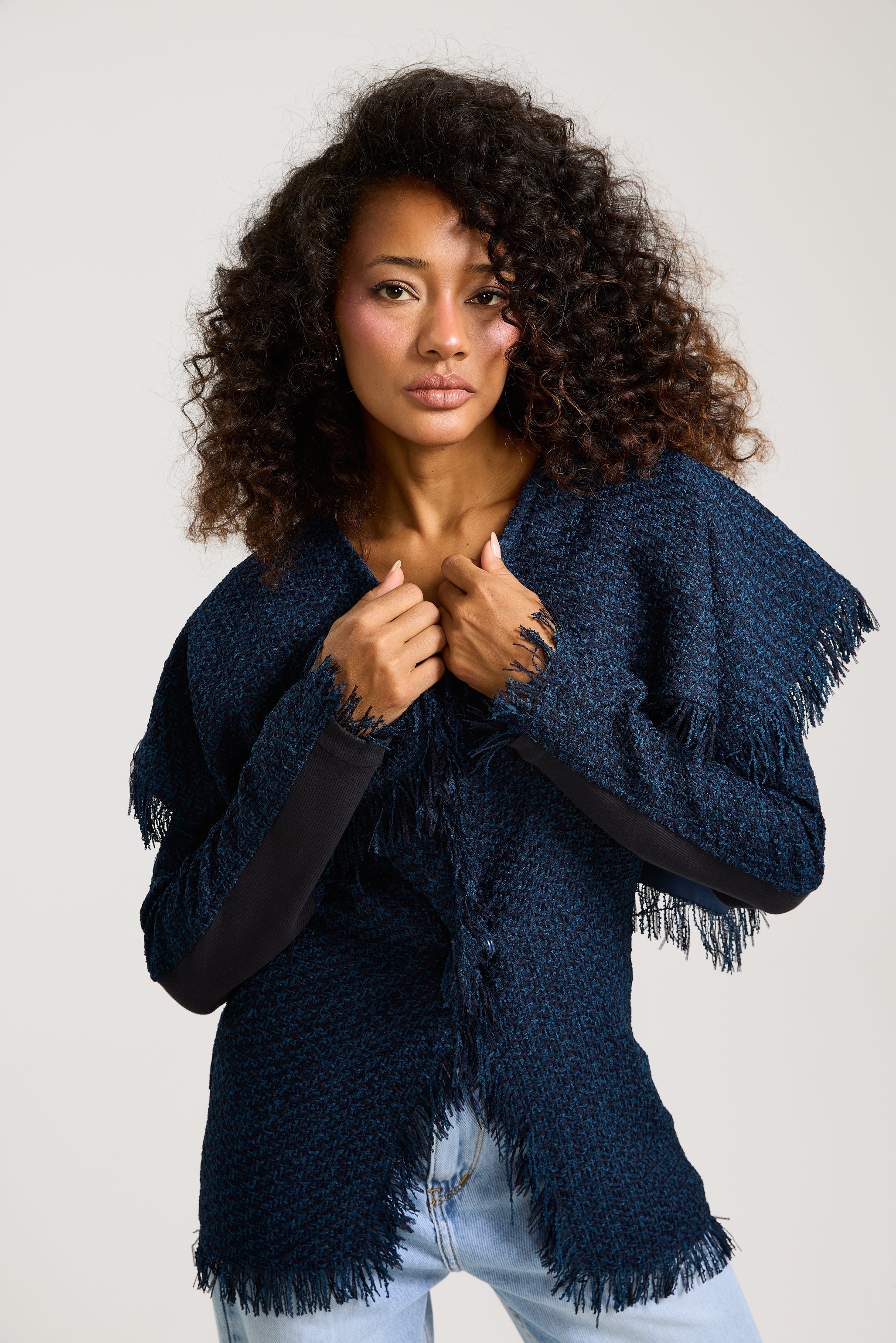 Big Collar Tweed Jacket