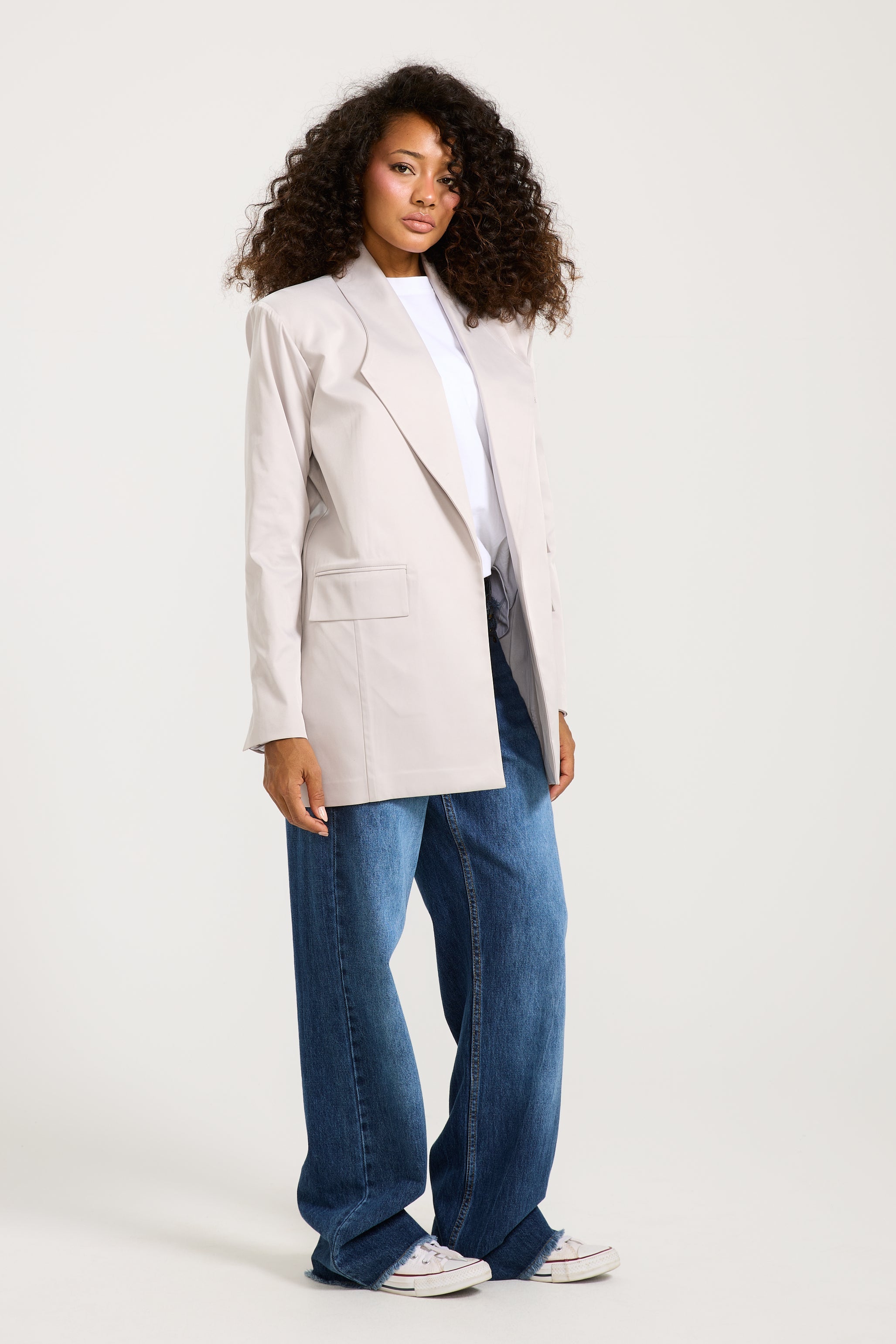 Satin Light Grey Blazer