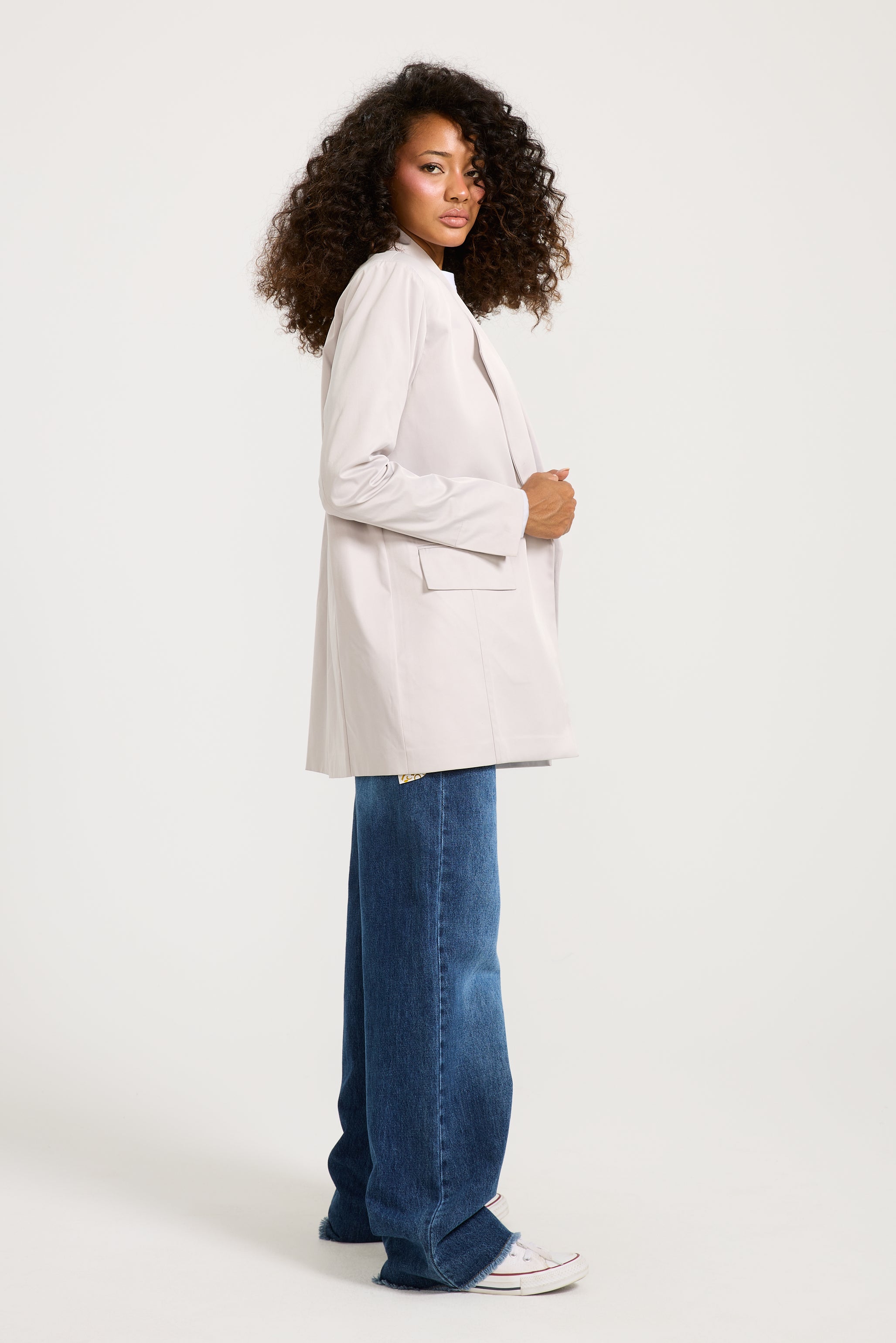 Satin Light Grey Blazer