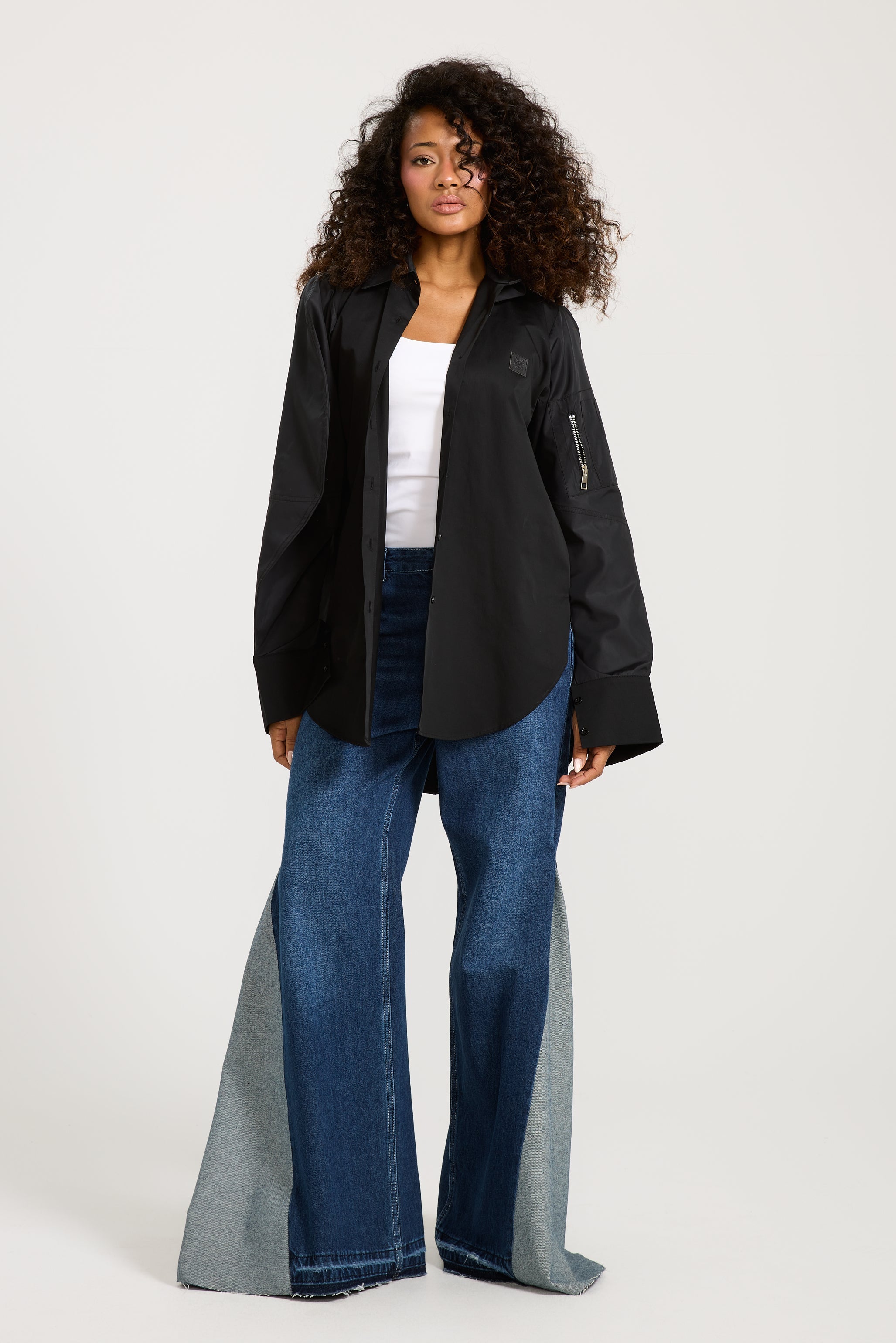 Waterproof Sleeves Shirt In Black