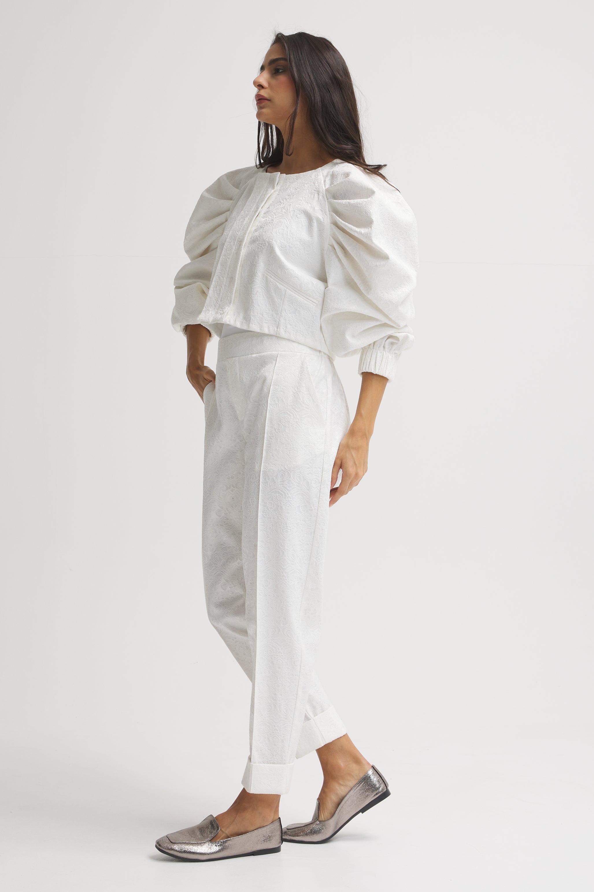 Cropped Draped Shoulders Jacket