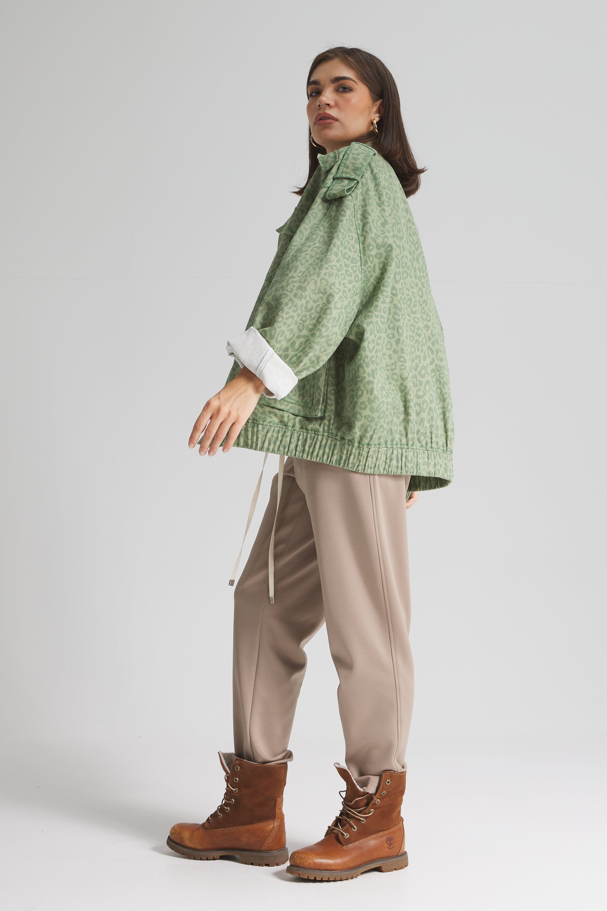 Leopard Multi pocket Bomber Jacket