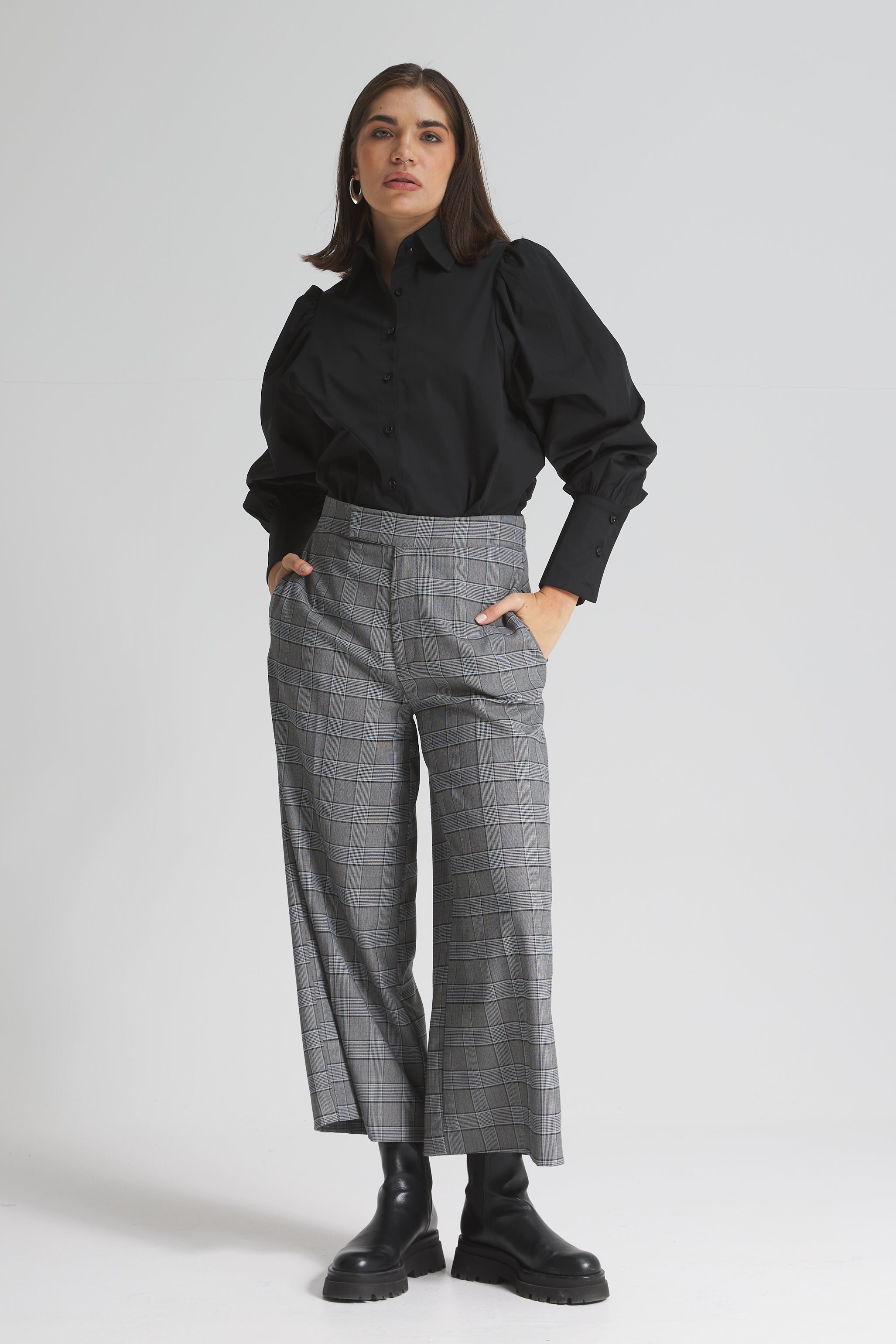 Puffy Sleeves Shirt In Black