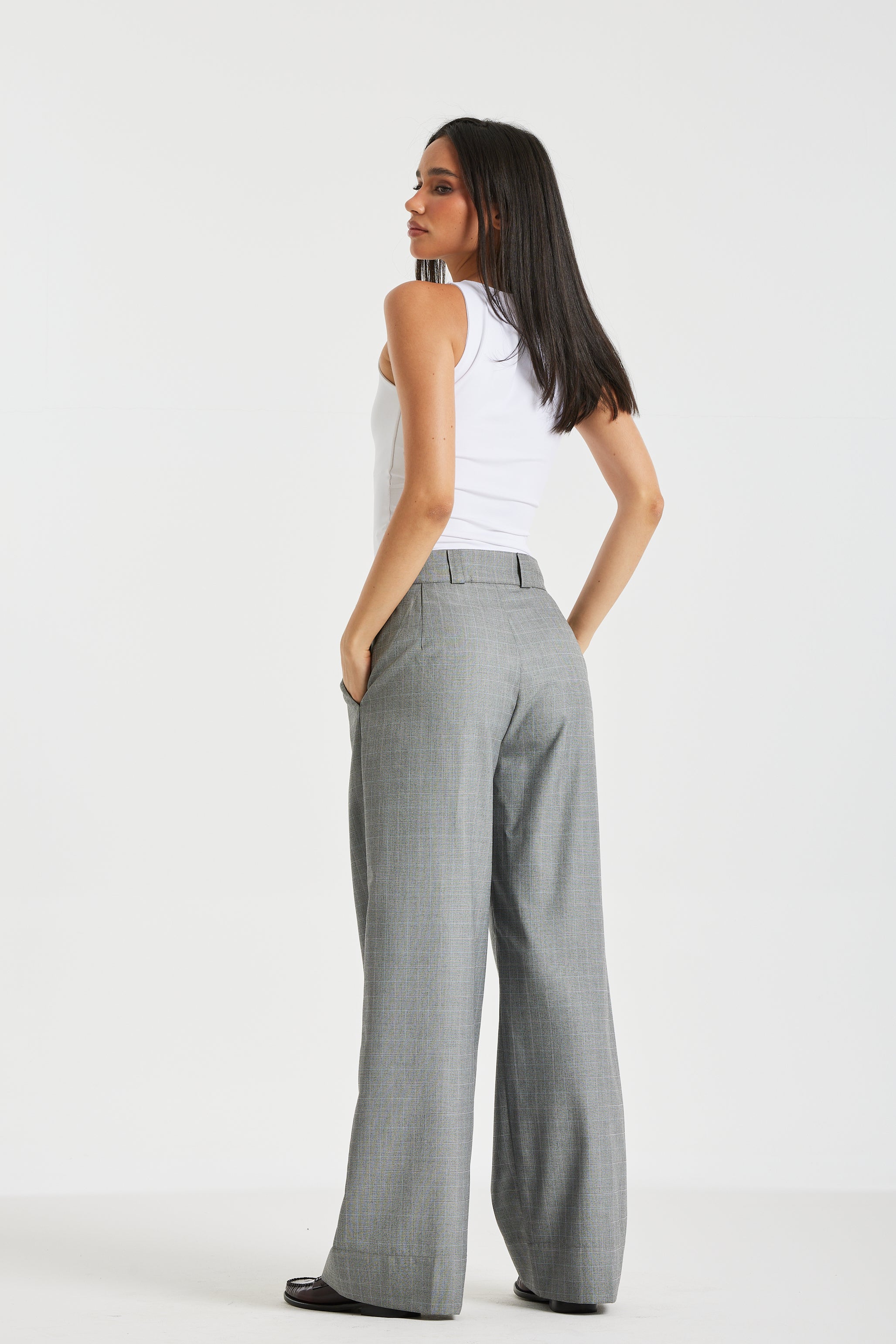 Double Pleats Wide Leg Suit Pants