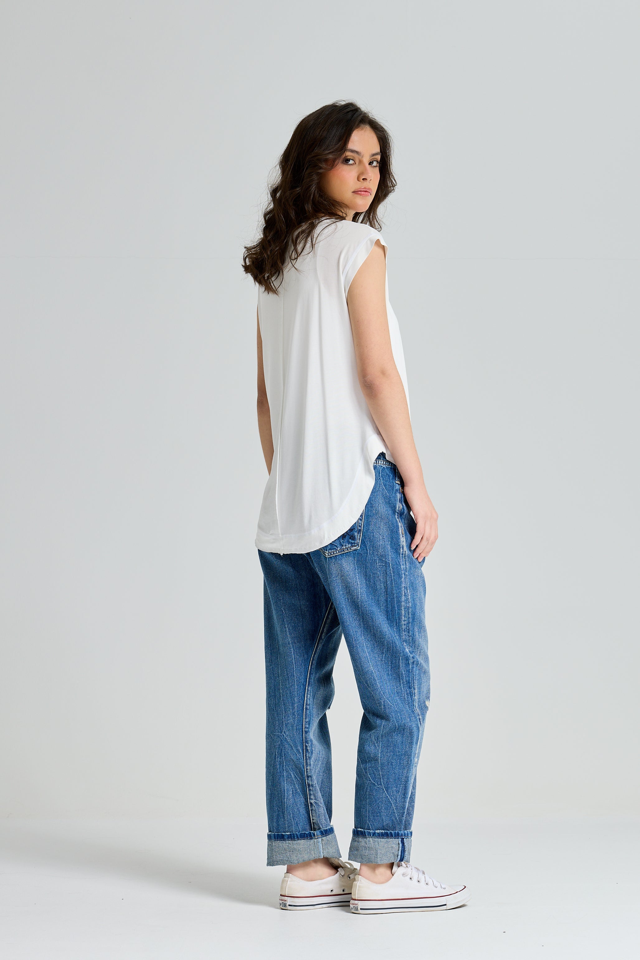 Lycra Sleeveless White Top