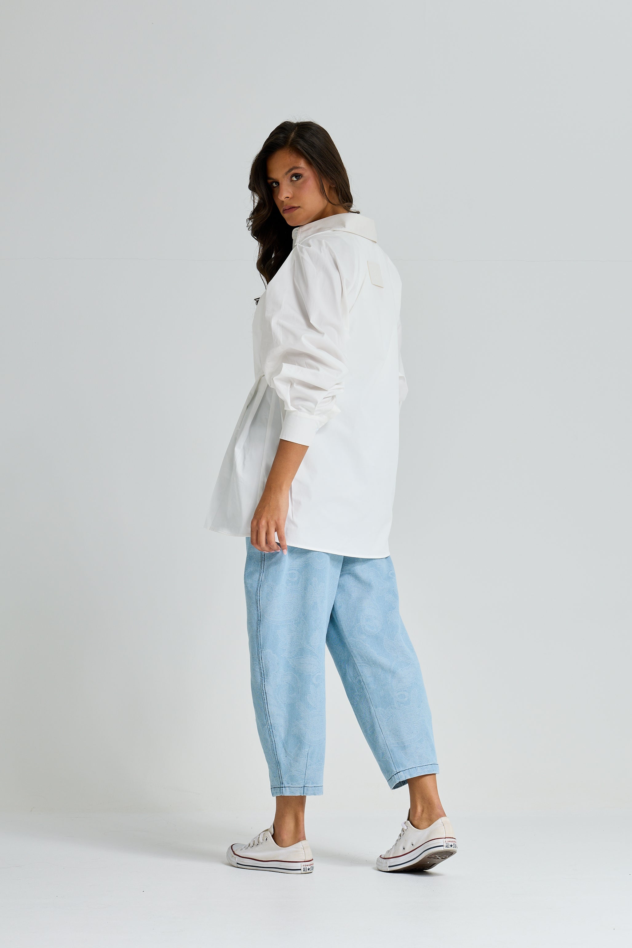 Pleated Waist Shirt White