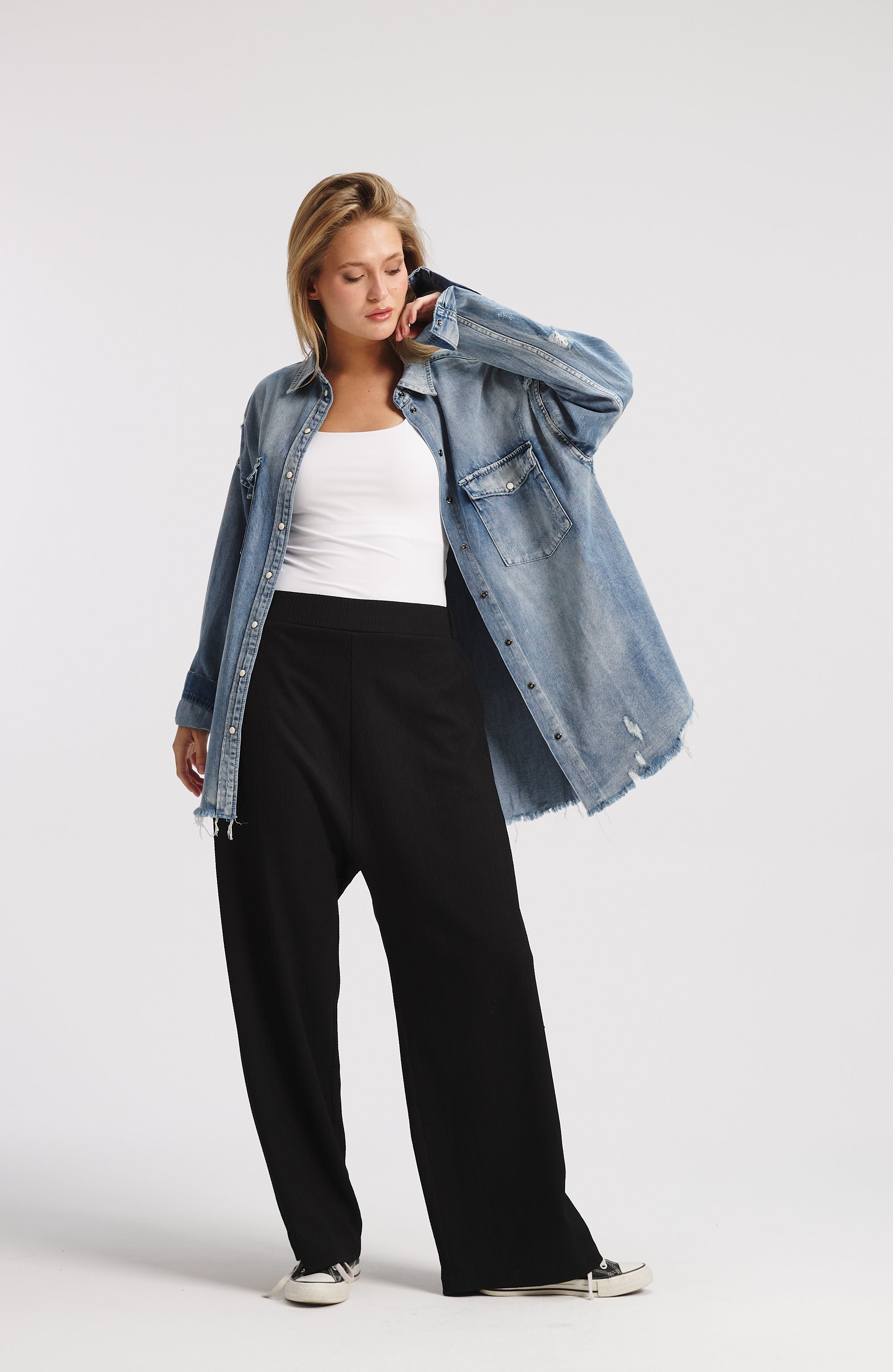 Logo Pocket Mid Wash Denim Shirt