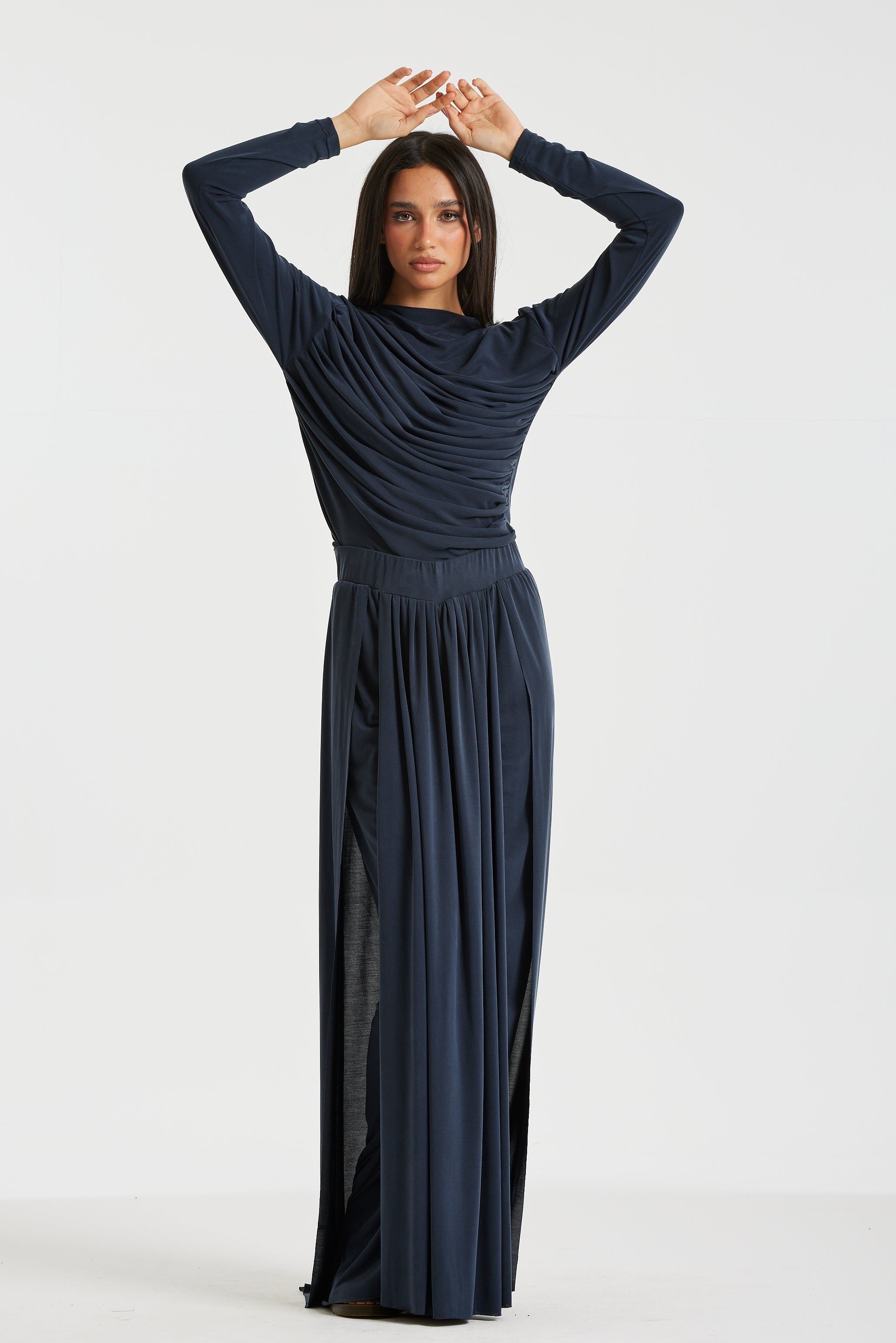 Draped Lycra Skirt In Navy