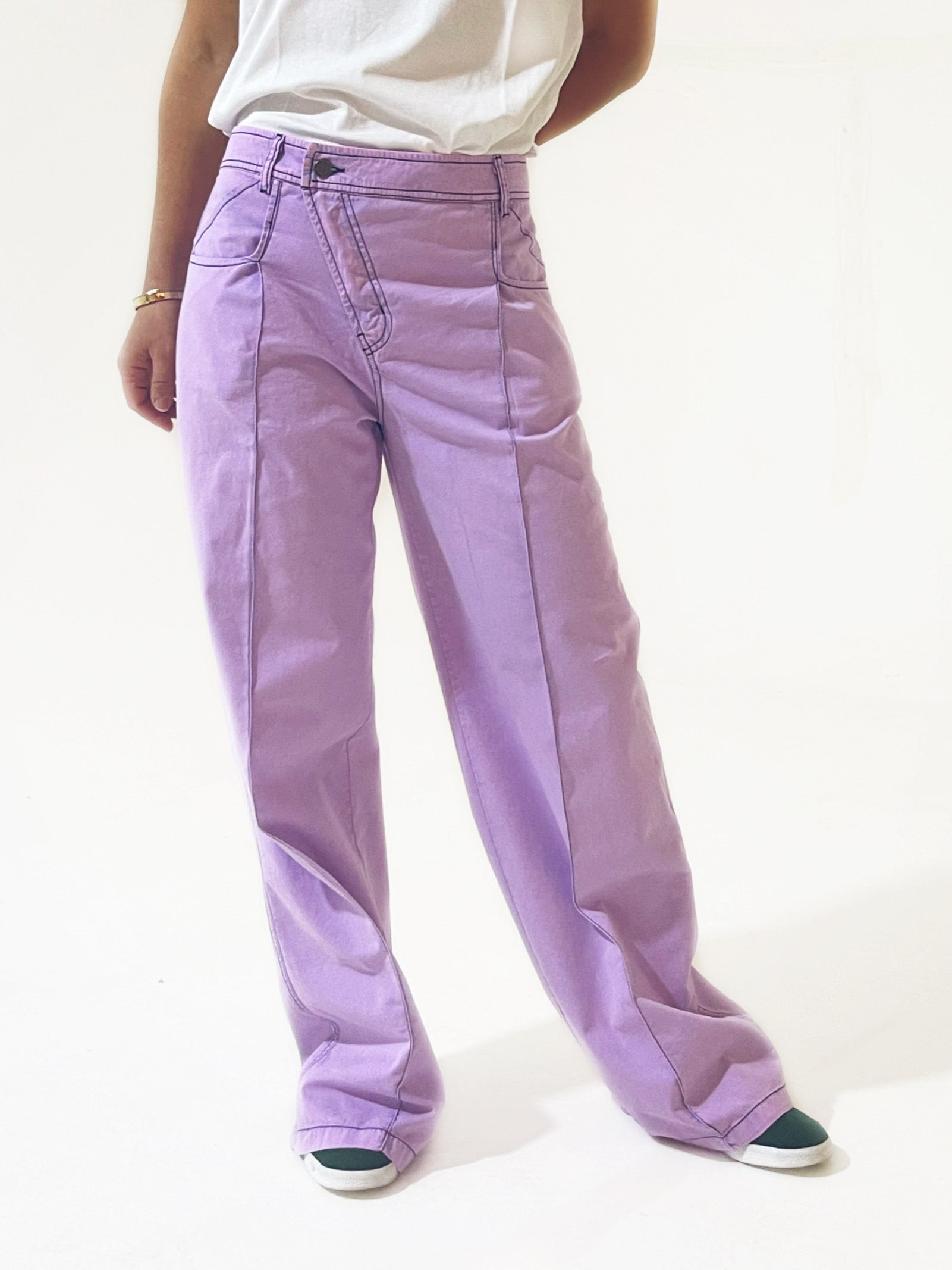 Loose Fit Wide Leg Denim Random Lilac