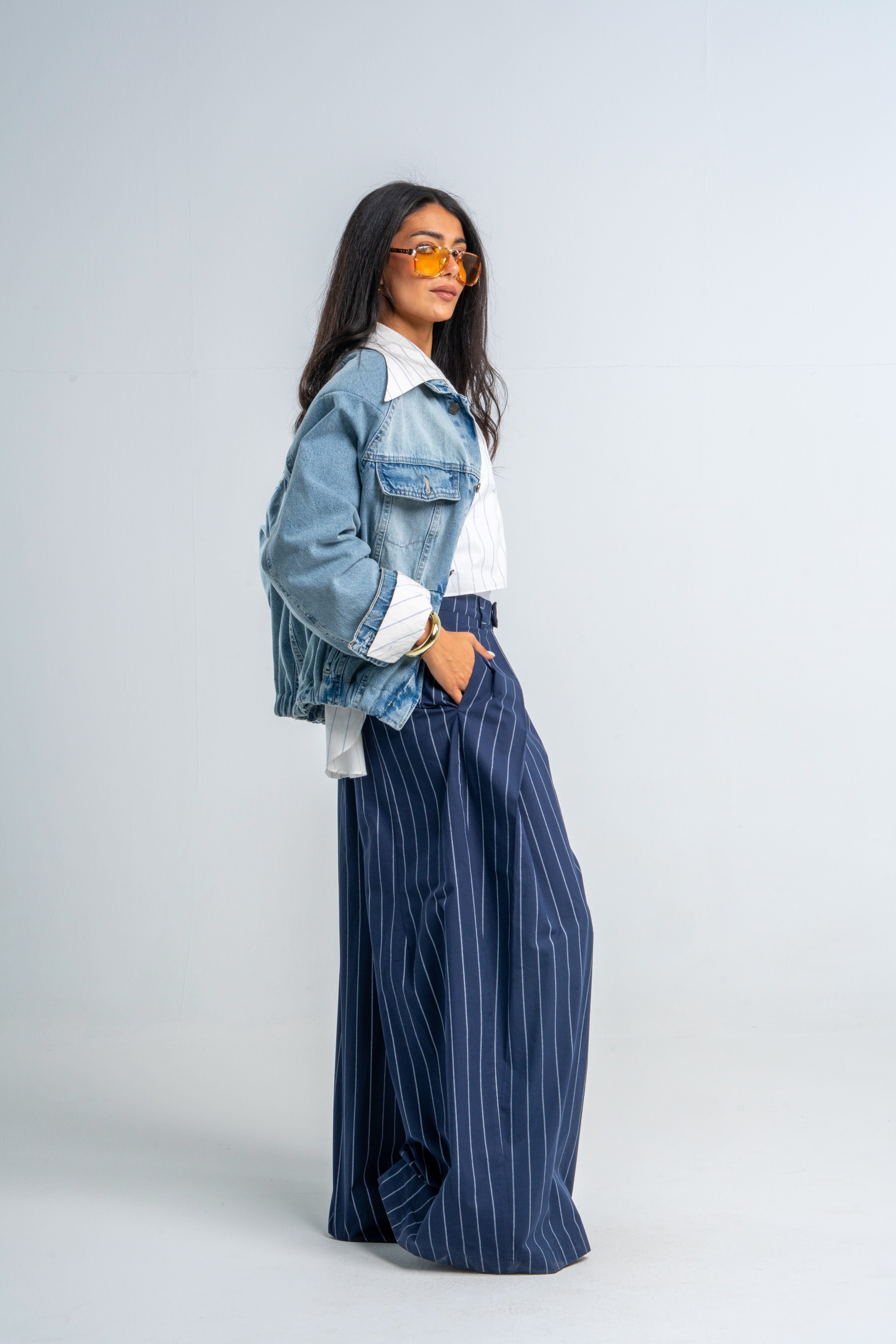 Light Wash Bold Shoulders Denim Jacket