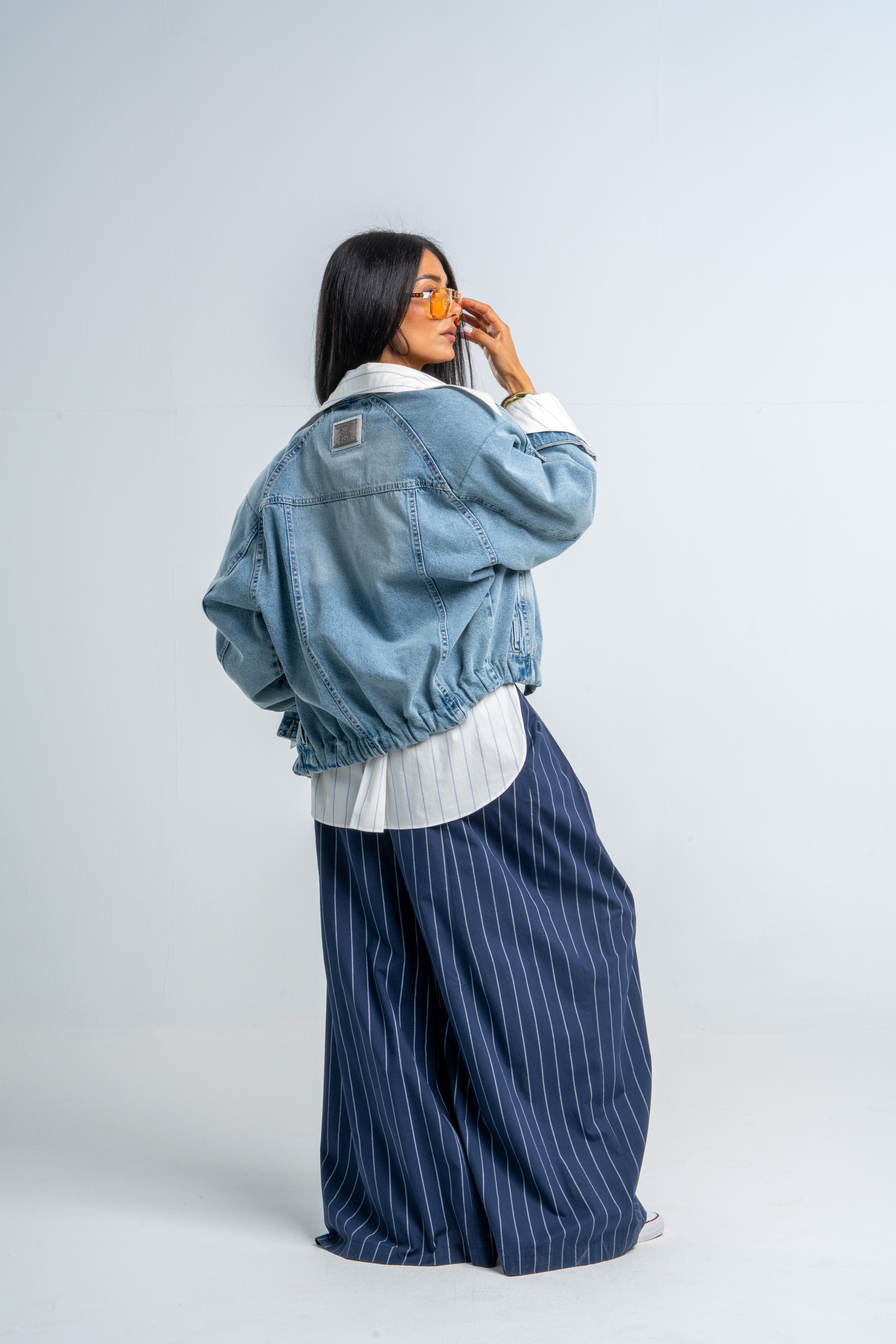 Light Wash Bold Shoulders Denim Jacket