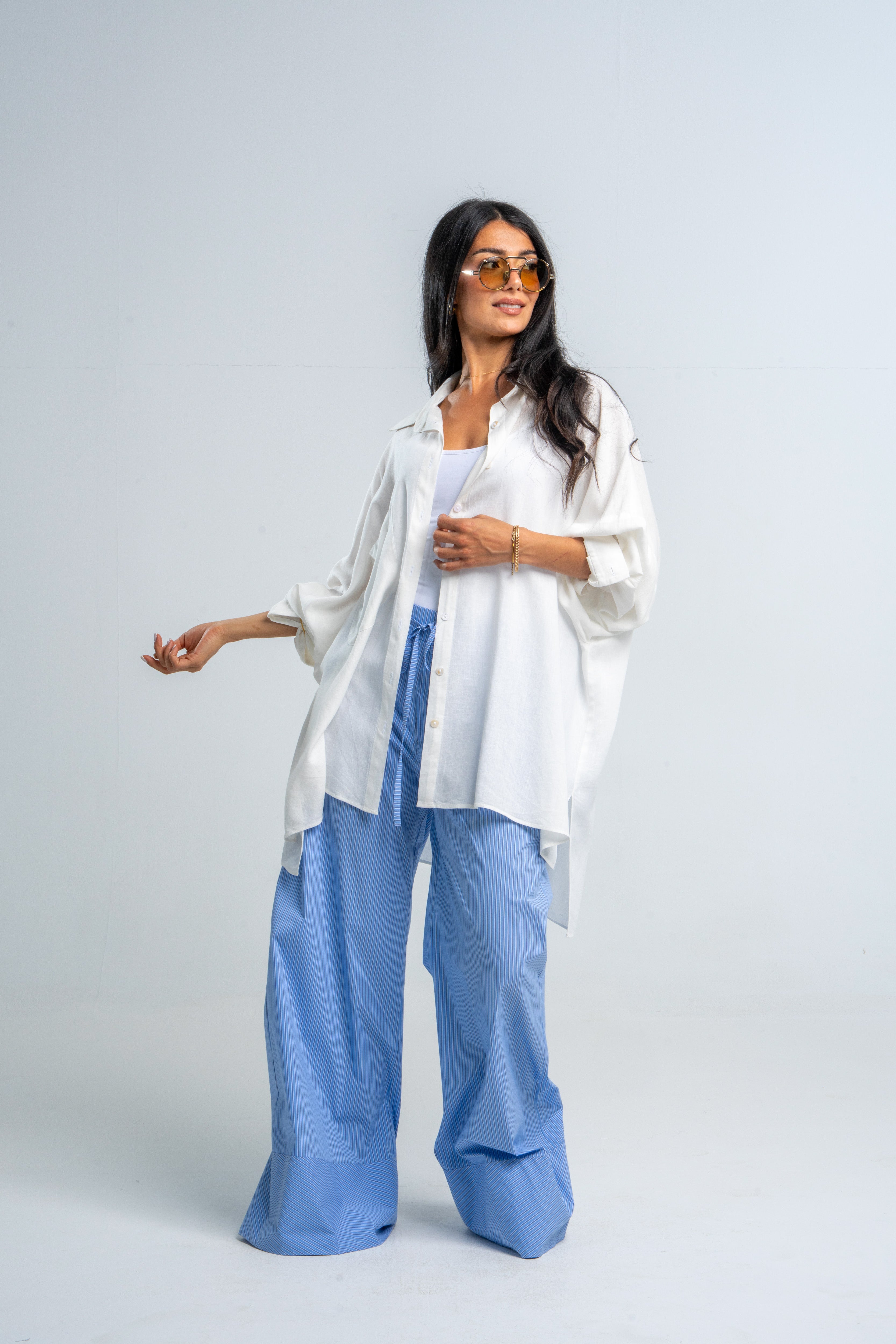 Oversize Boyfriend Linen Shirt In Off White