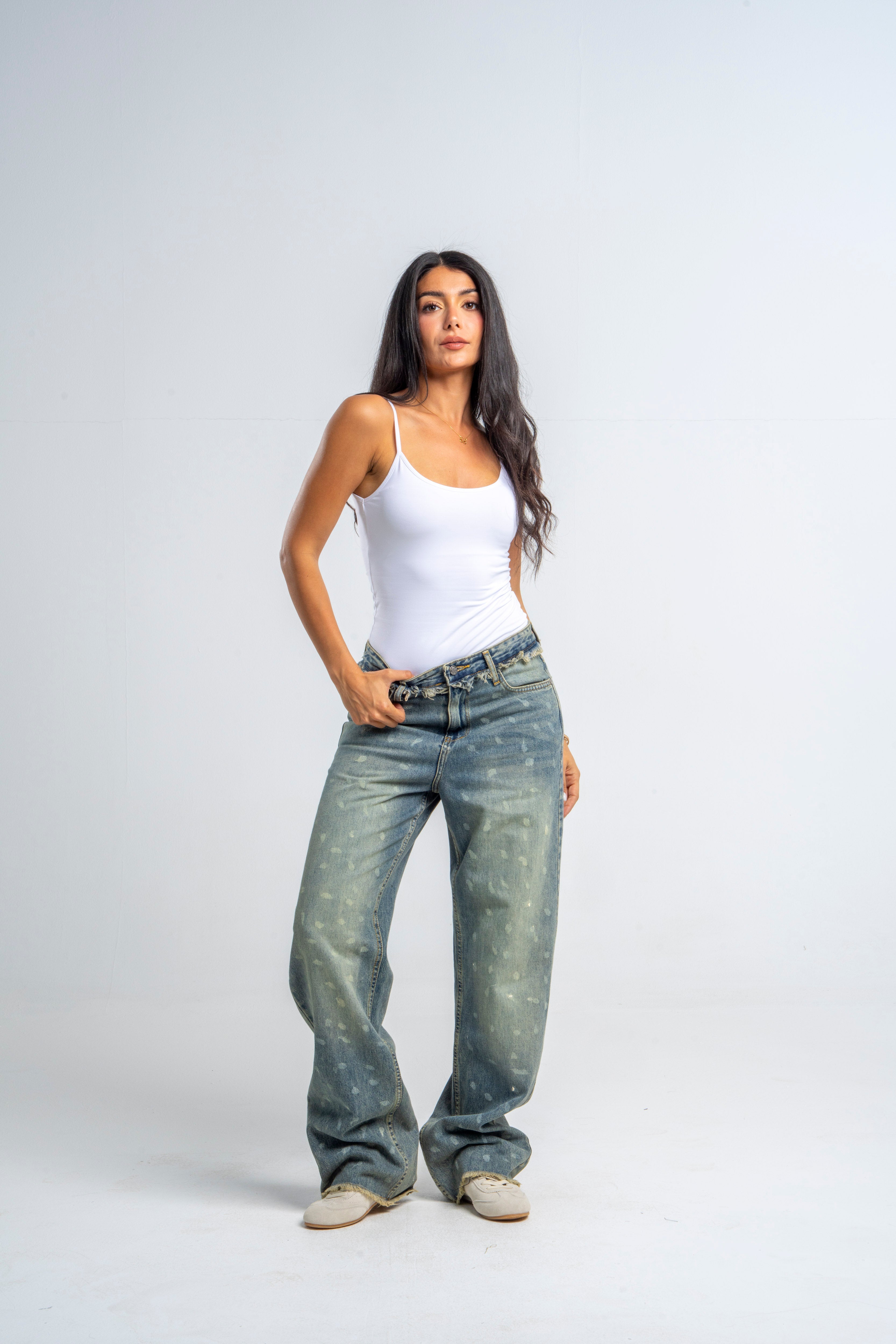 Unfinished Denim In Dirty Wash