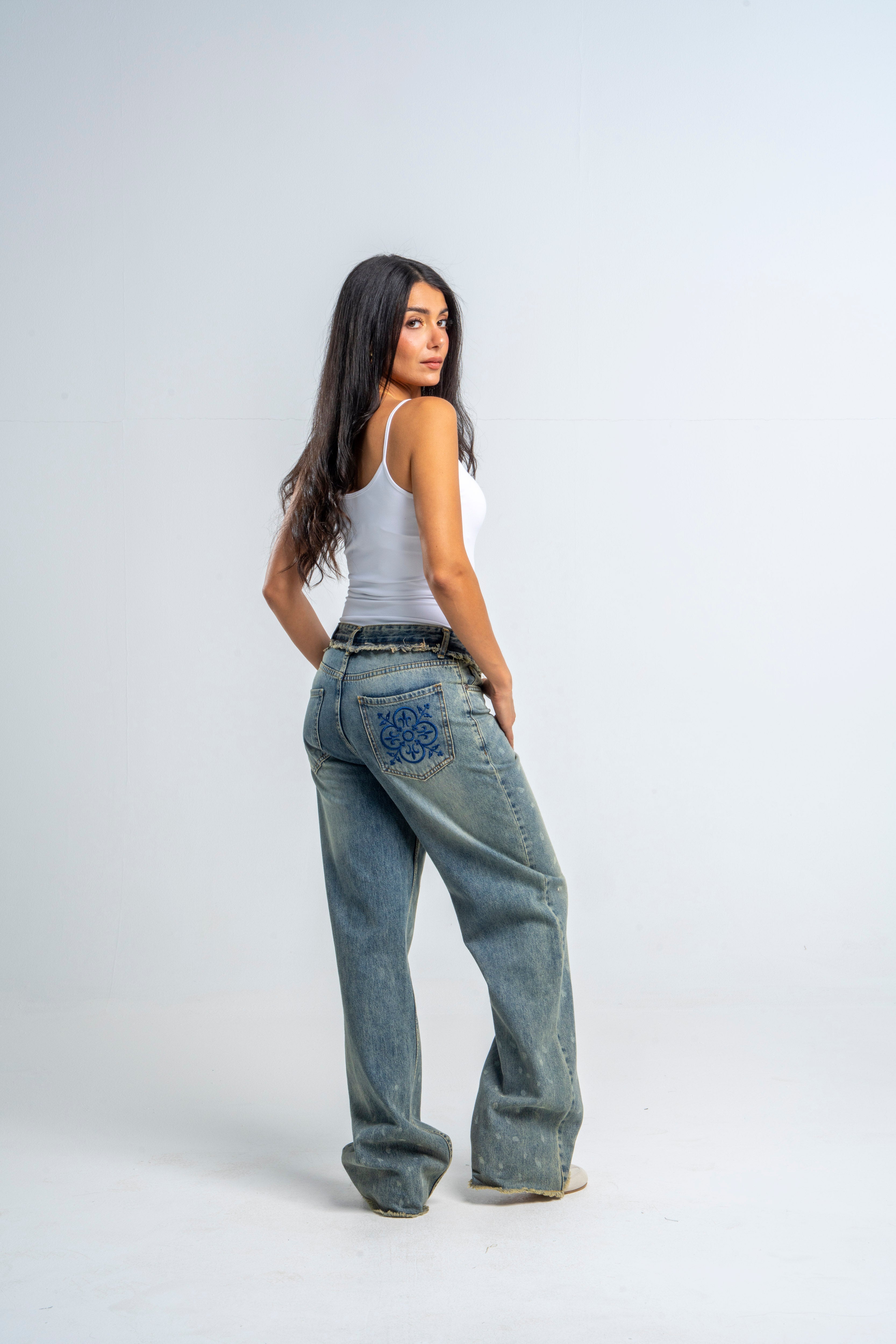 Unfinished Denim In Dirty Wash