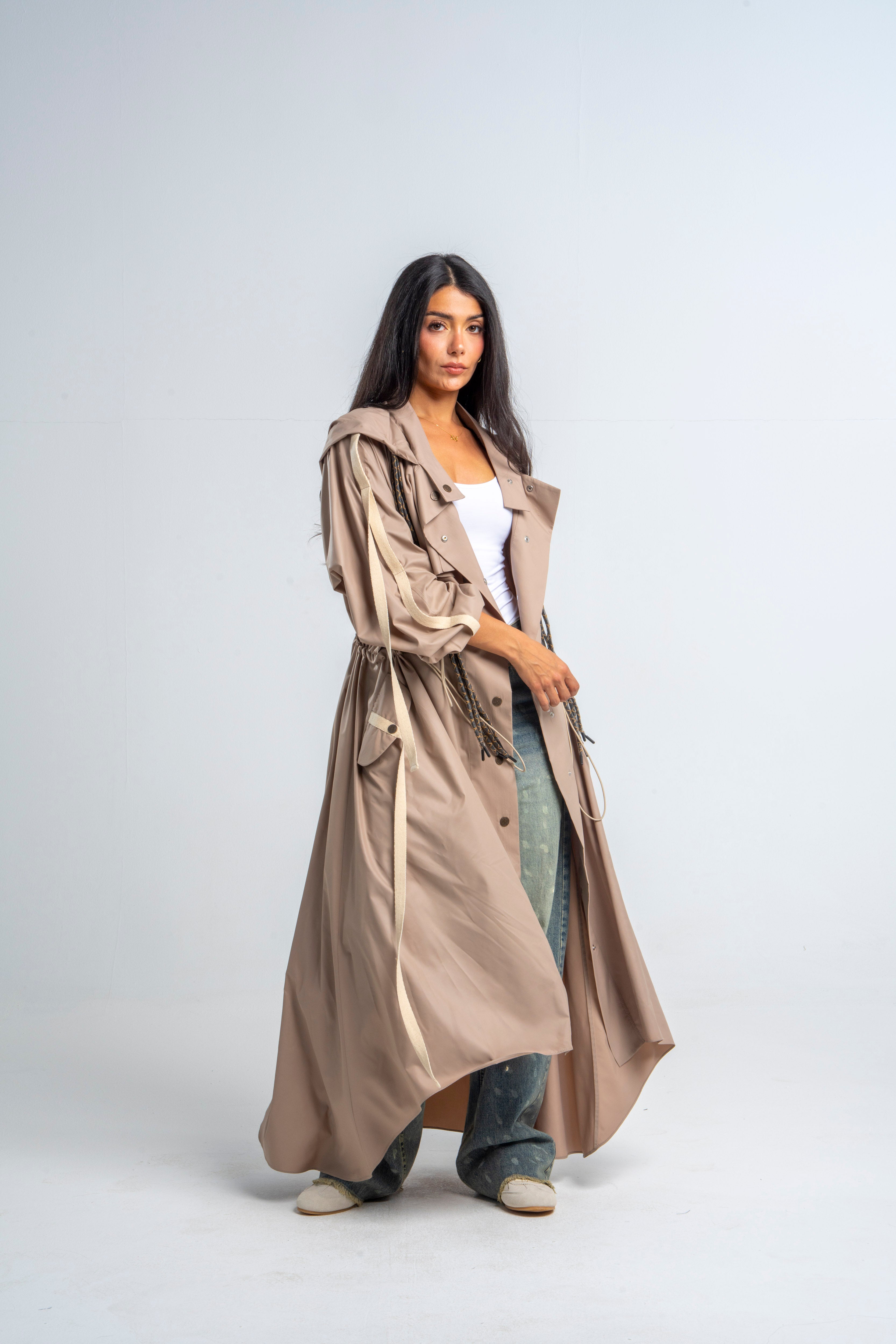 Signature Waterproof Rain Coat In Beige