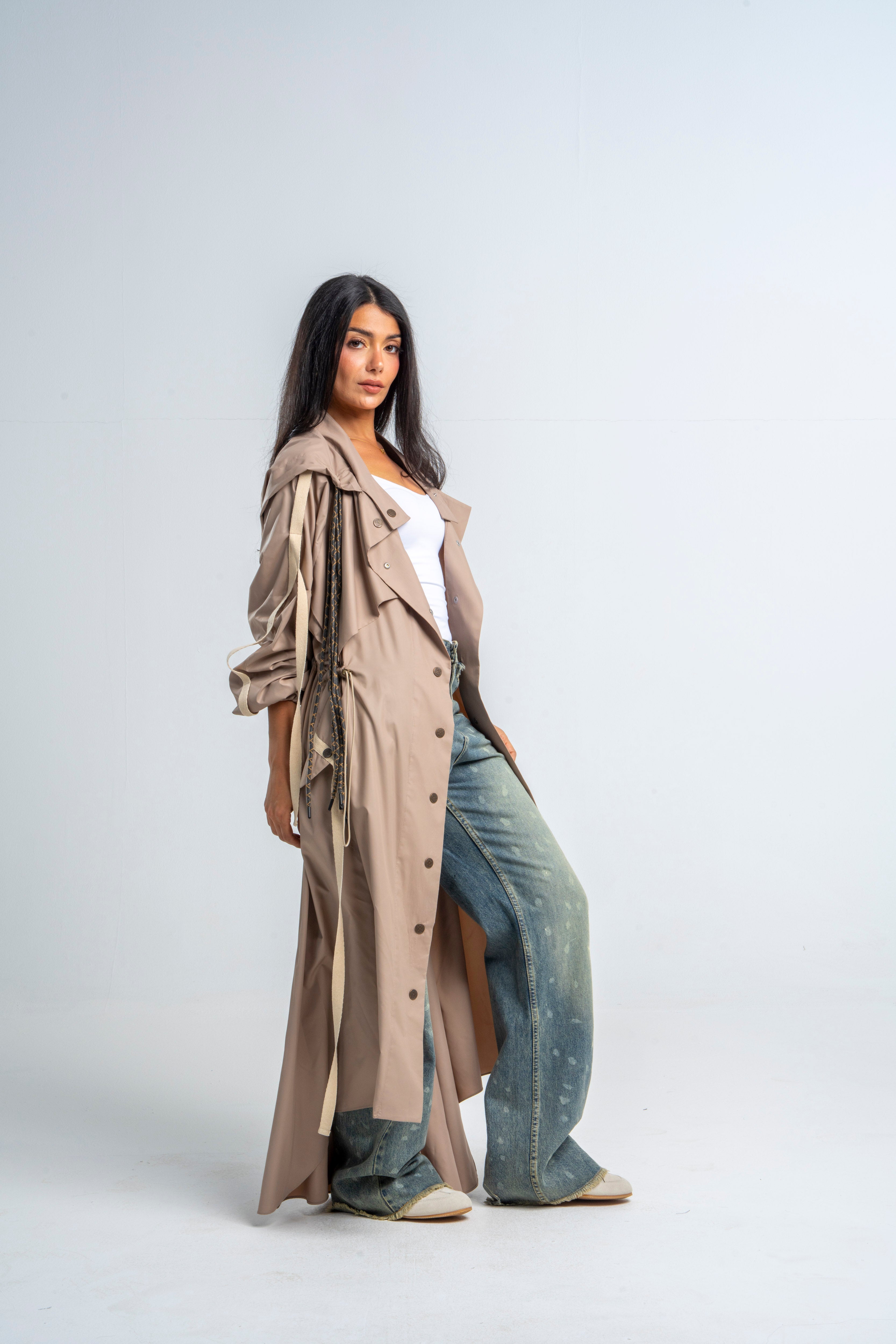 Signature Waterproof Rain Coat In Beige