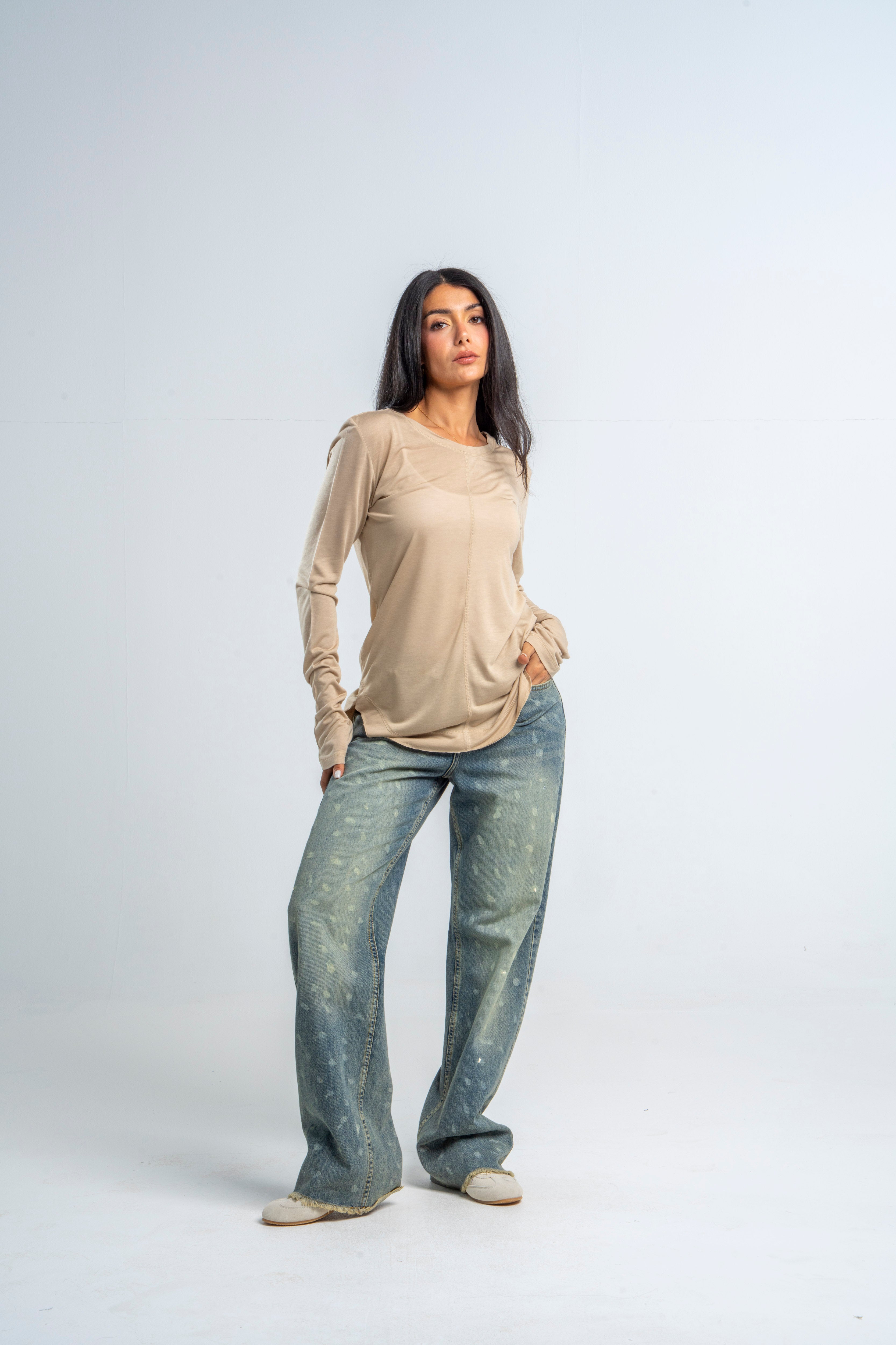 Super Soft T shirt In Beige