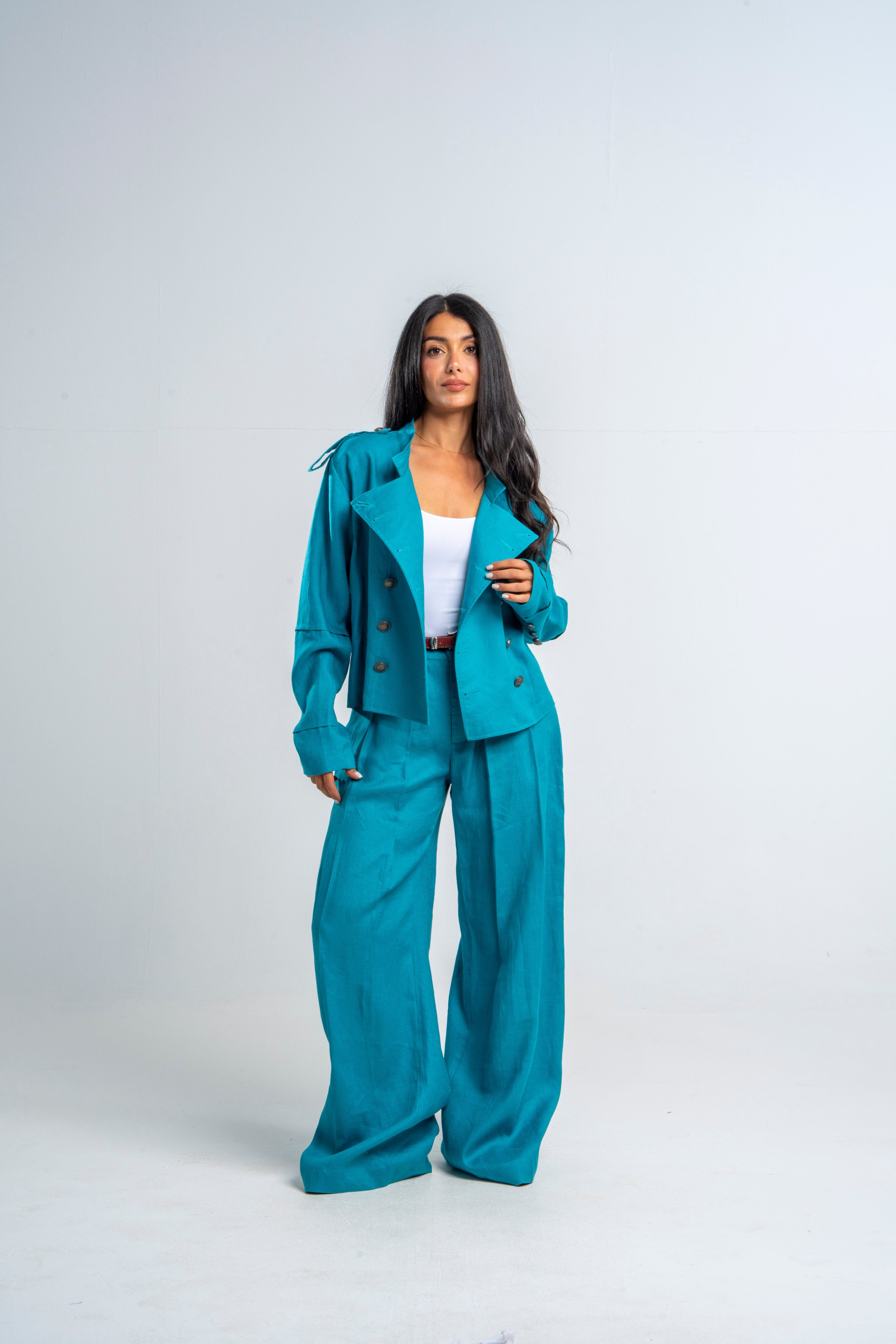 Linen Turquoise Pants