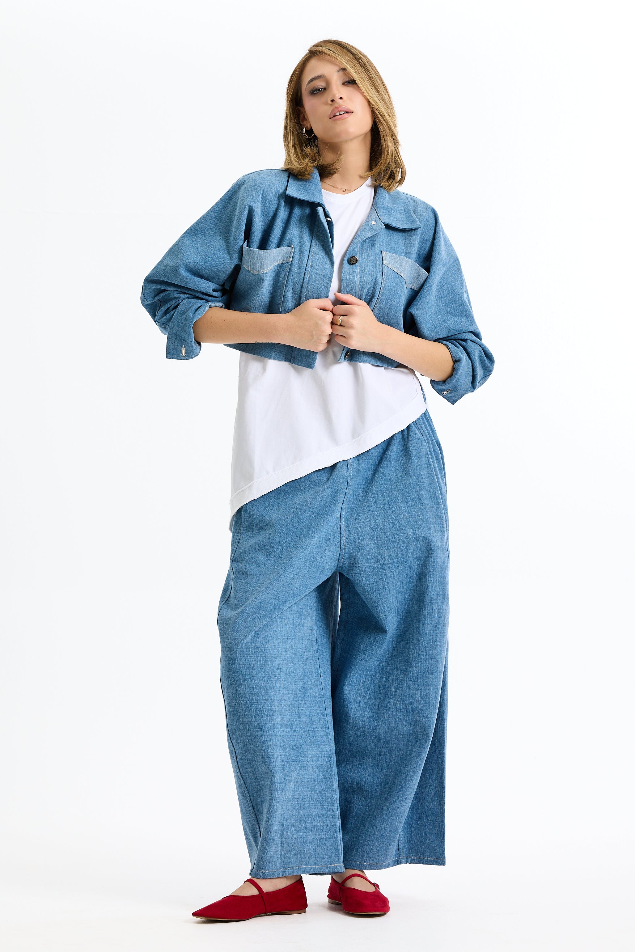 Cropped Denim Shirt