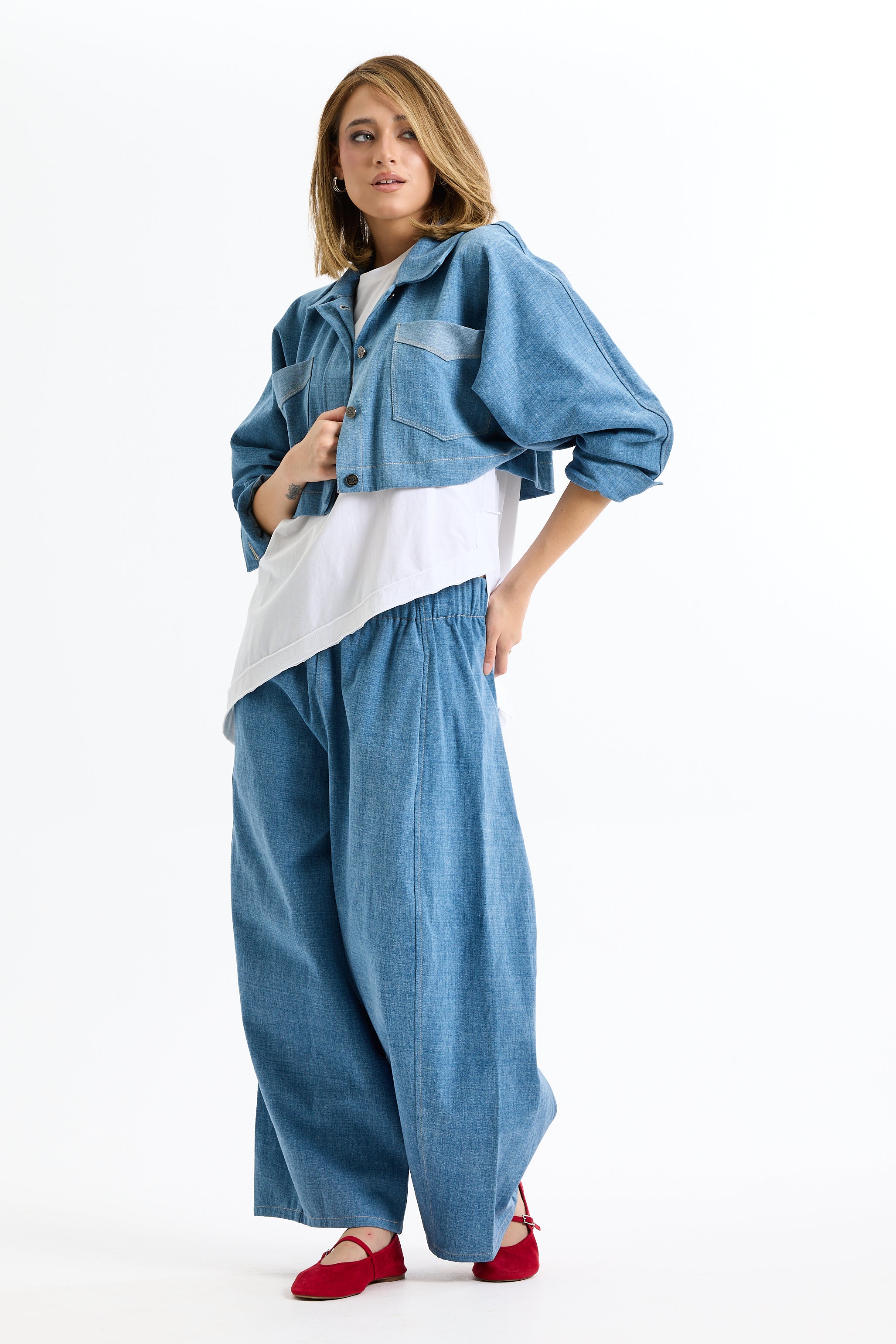 Cropped Denim Shirt
