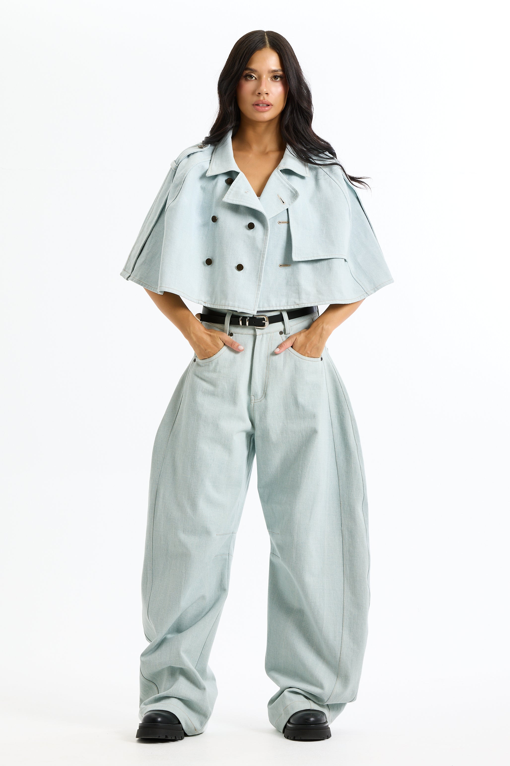Cropped Denim Cape