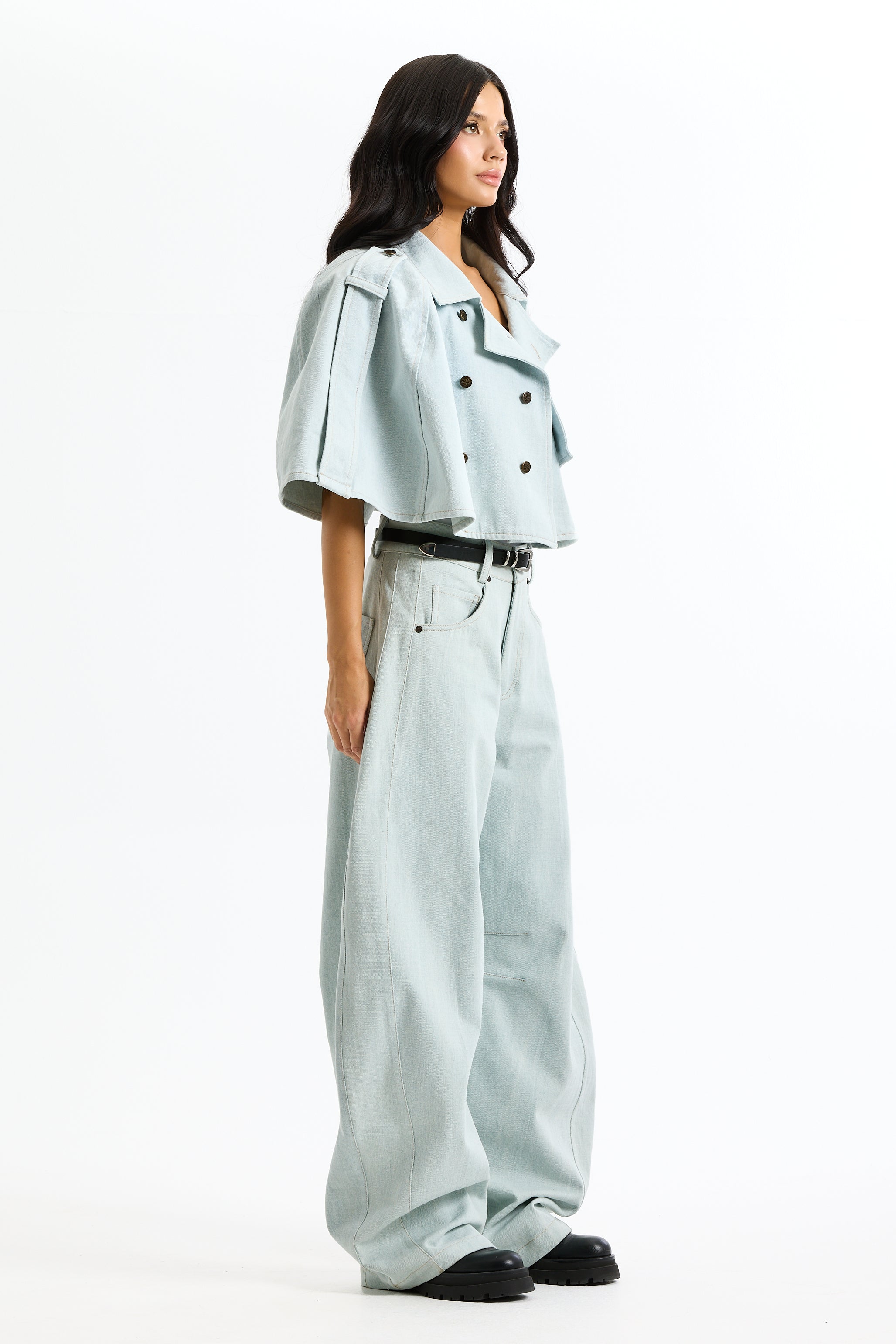Cropped Denim Cape