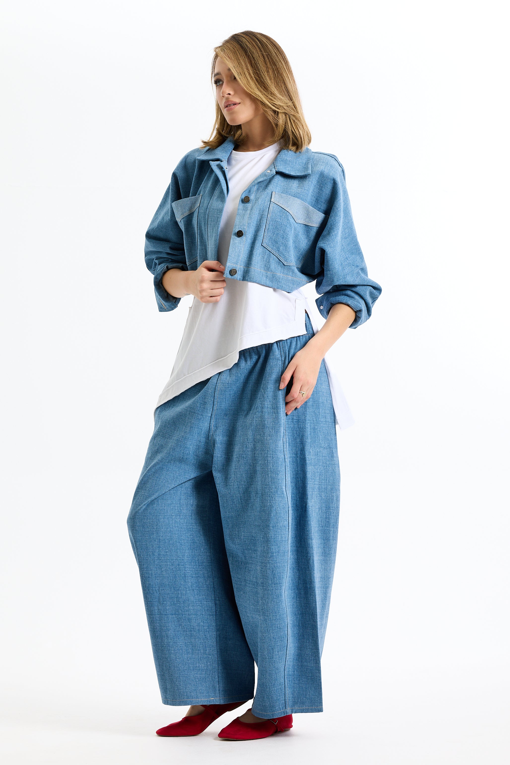 Cropped Denim Shirt