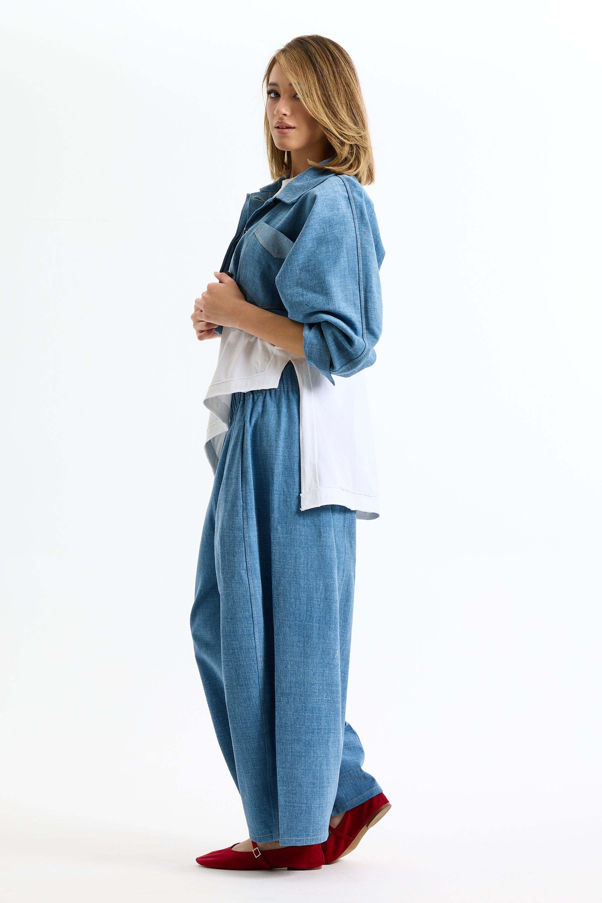 Cropped Denim Shirt