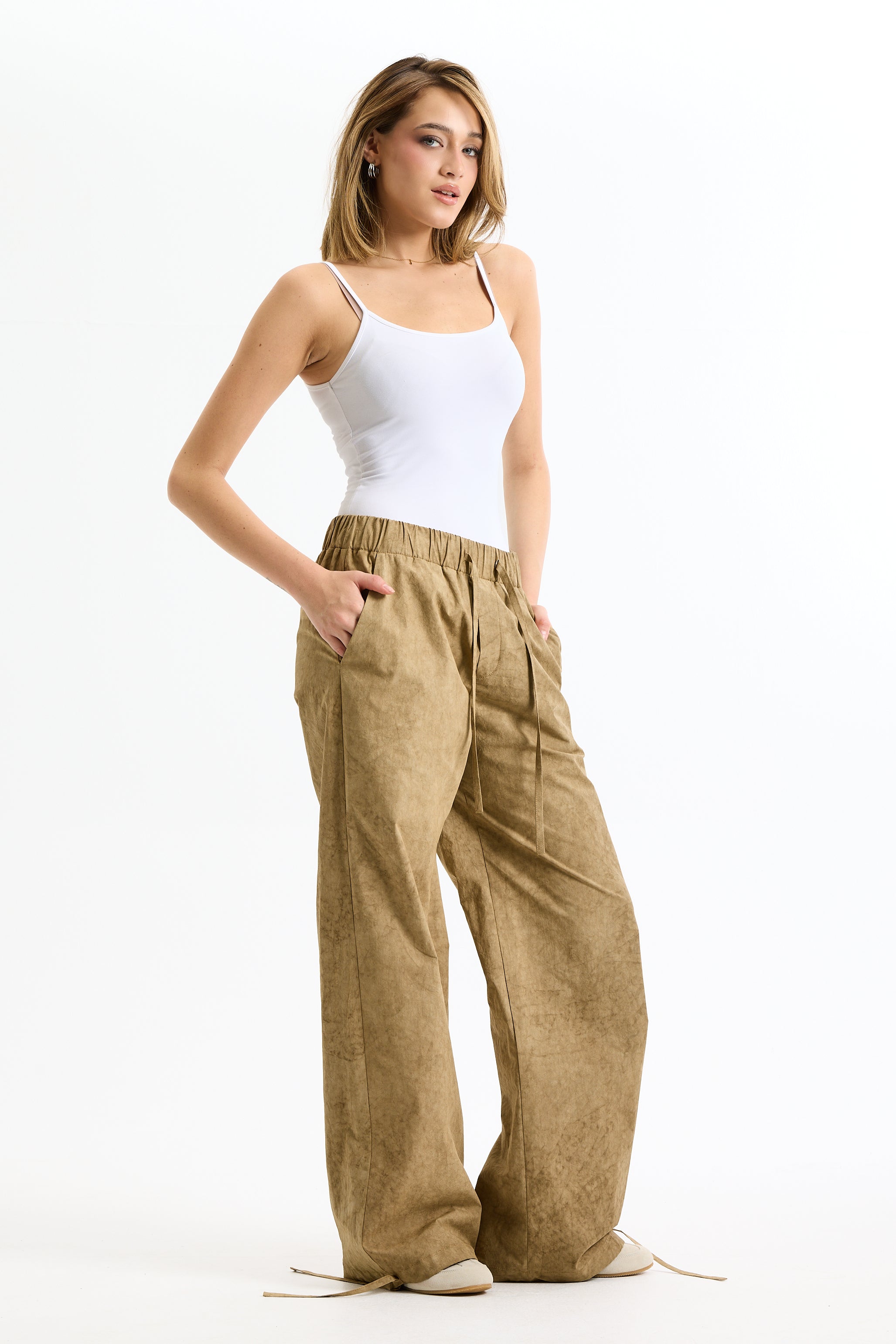 Baggy Washed Camel Pants