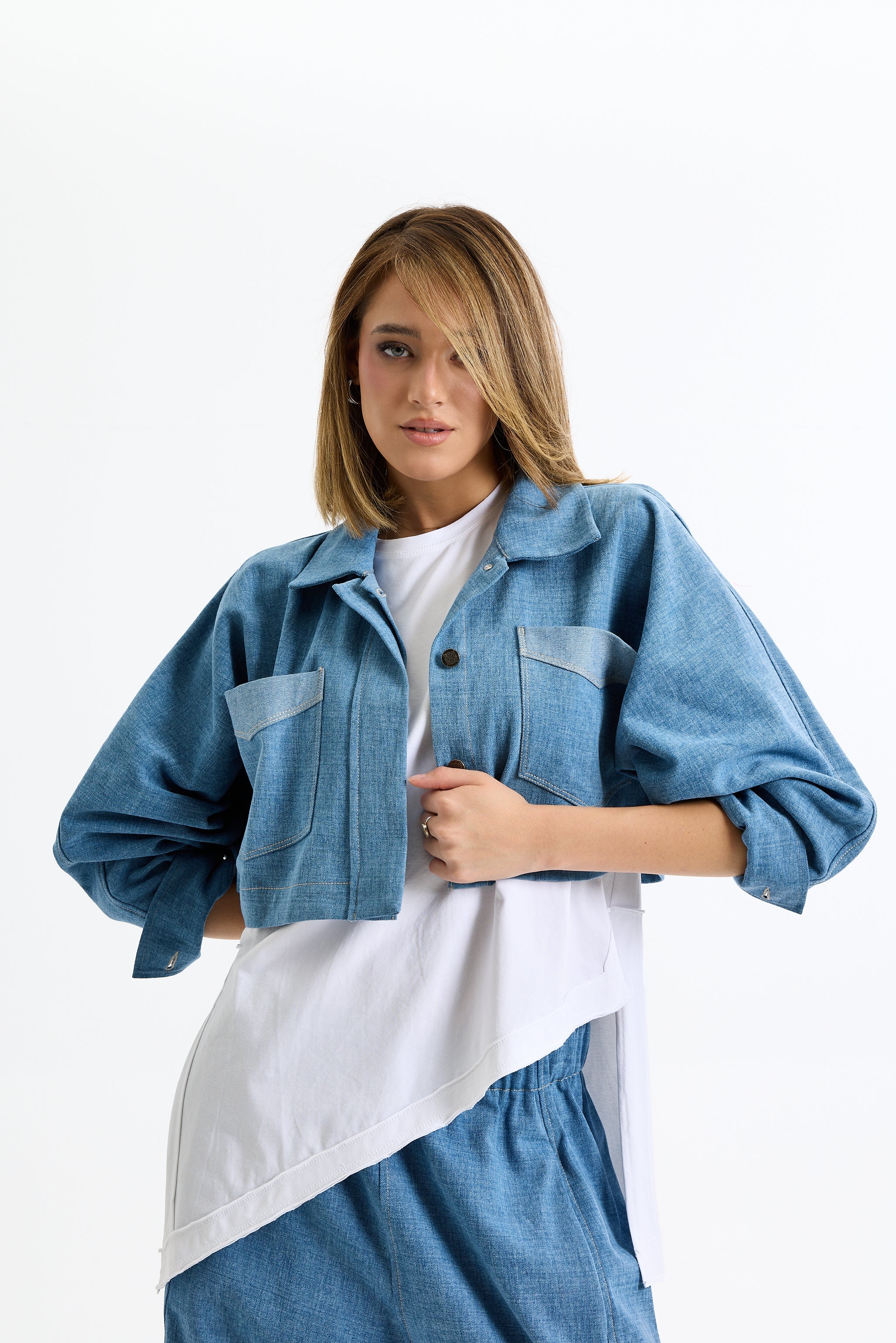 Cropped Denim Shirt