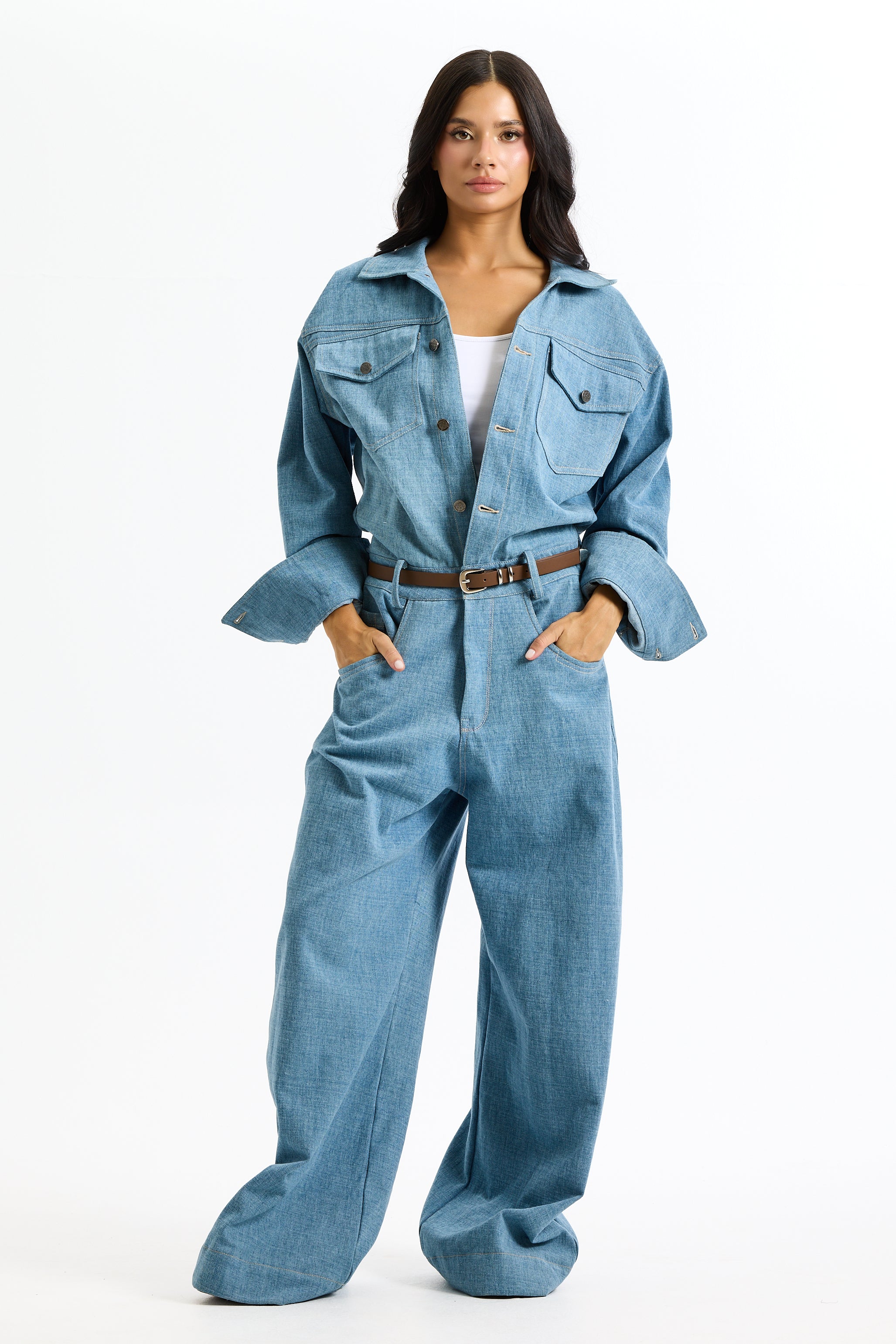 Light Wash Denim Jumpsuit