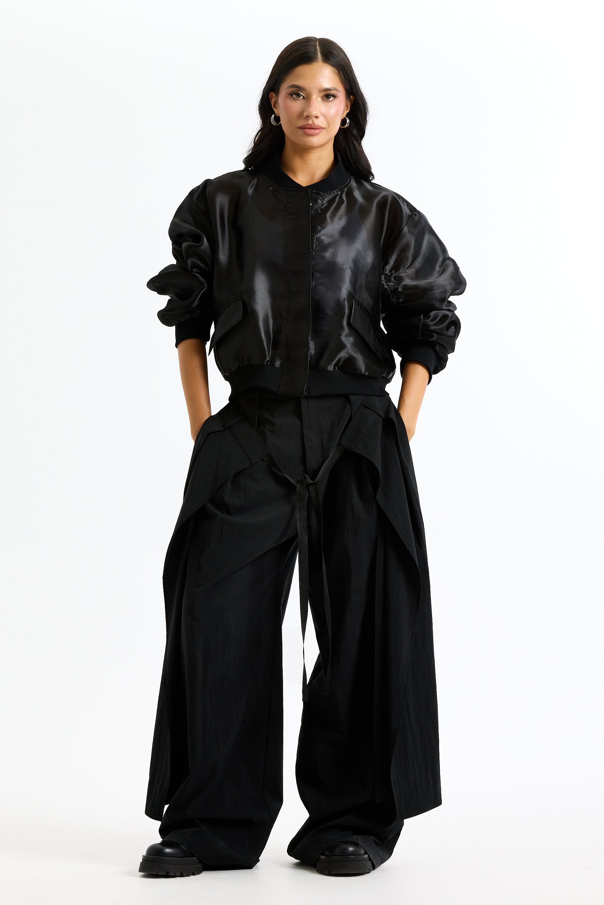 Organza Bomber Jacket Black
