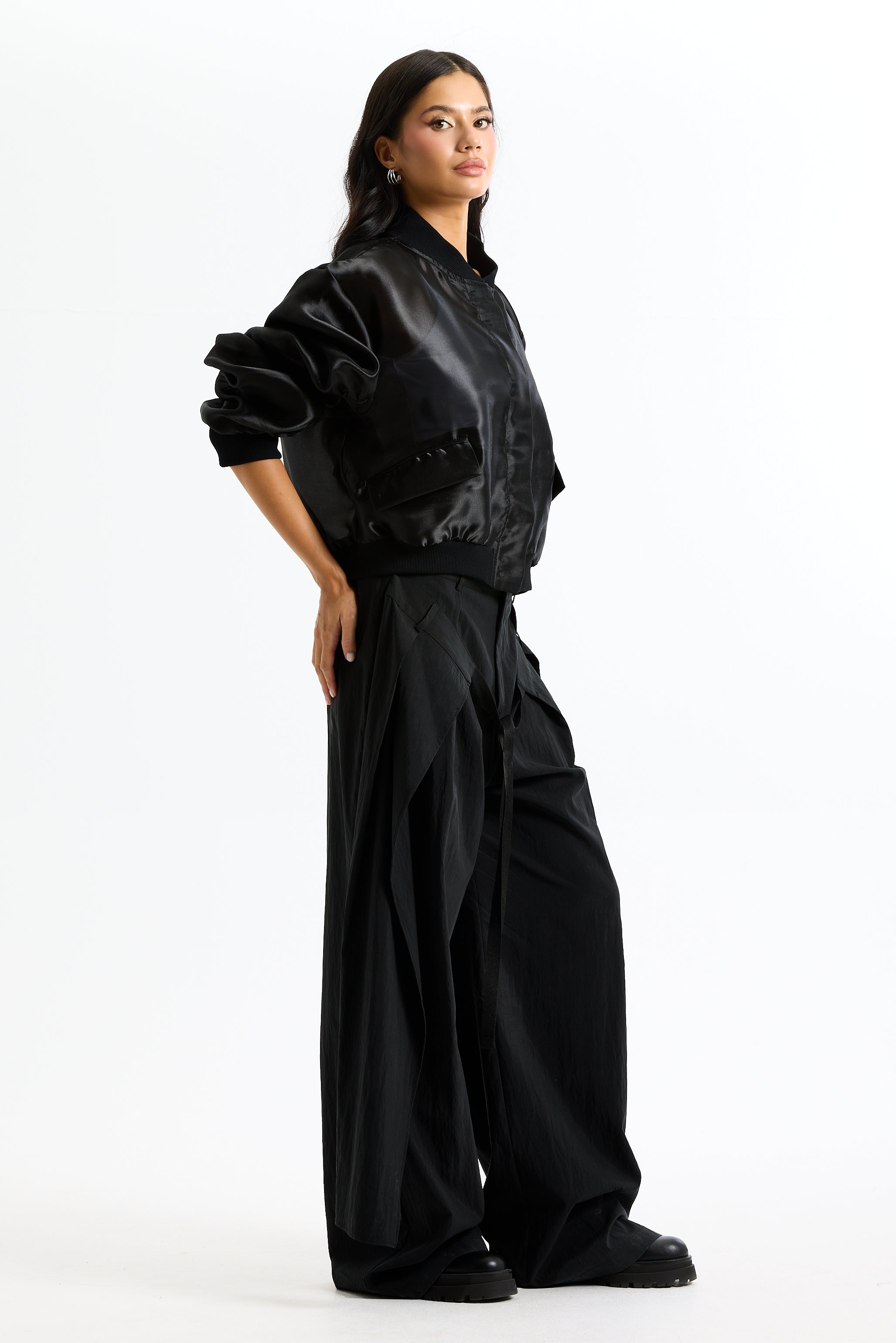 Organza Bomber Jacket Black