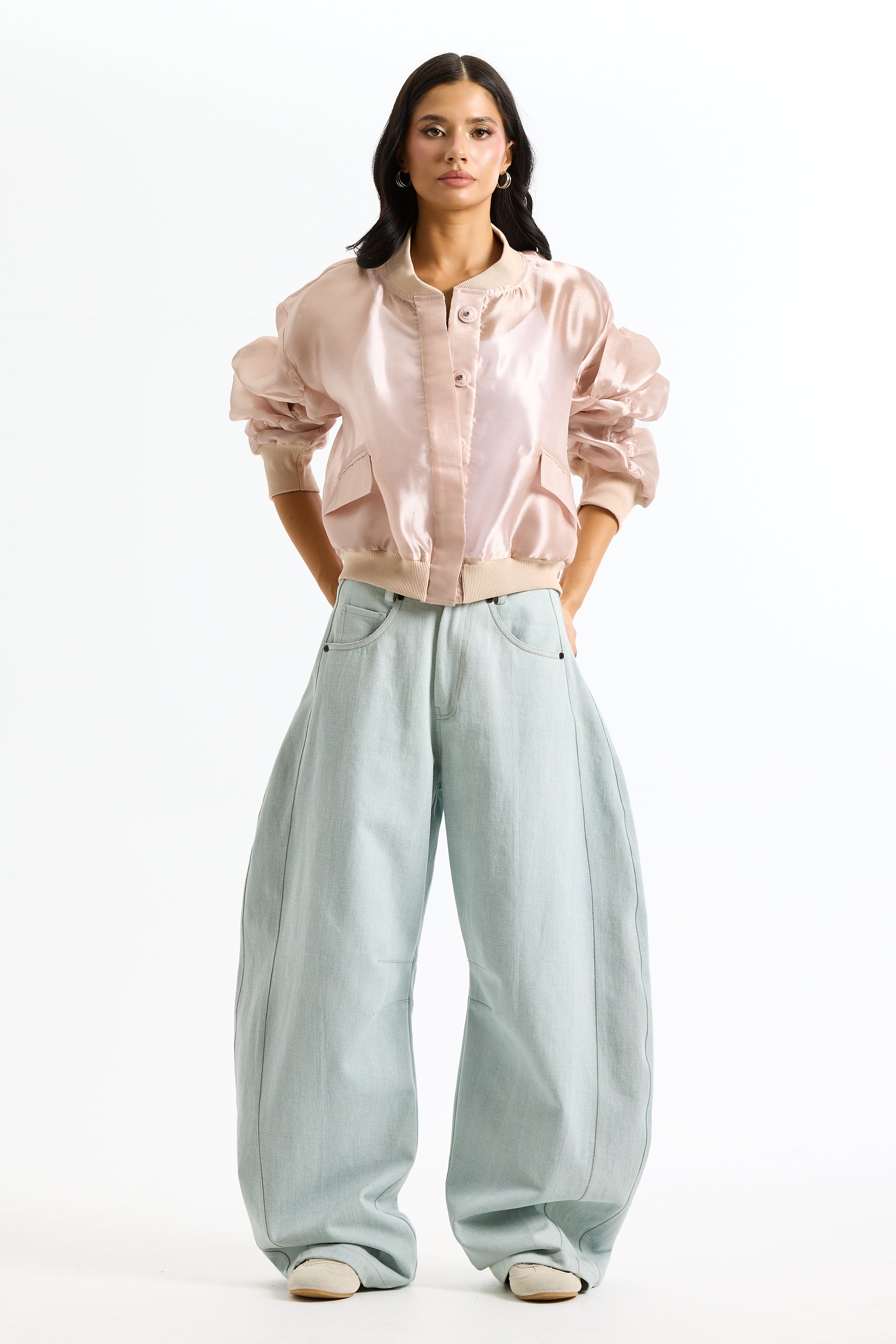 Organza Bomber Jacket Powder